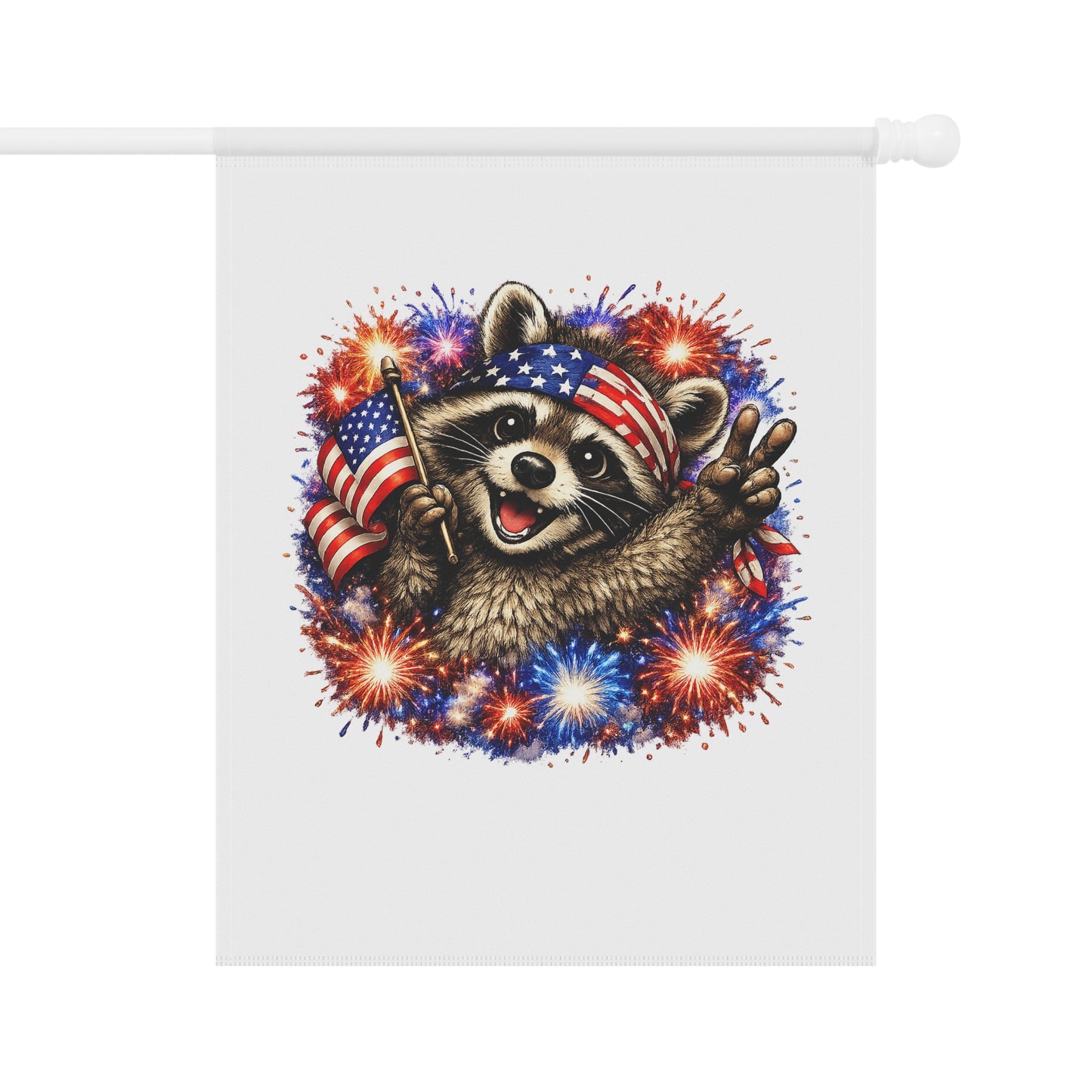 Patriotic Raccoon 250 Garden Flag — 4th of July House Banner