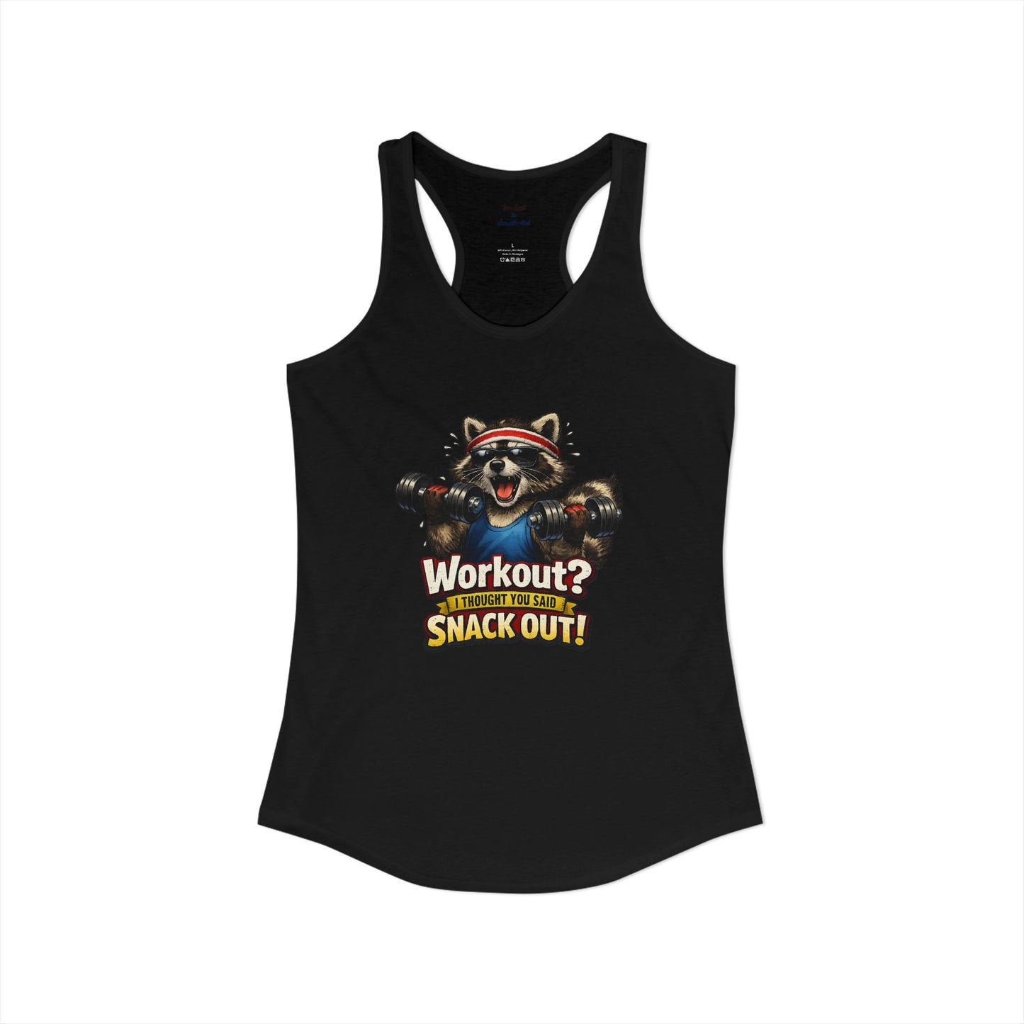 Snack Out Raccoon Racerback Tank