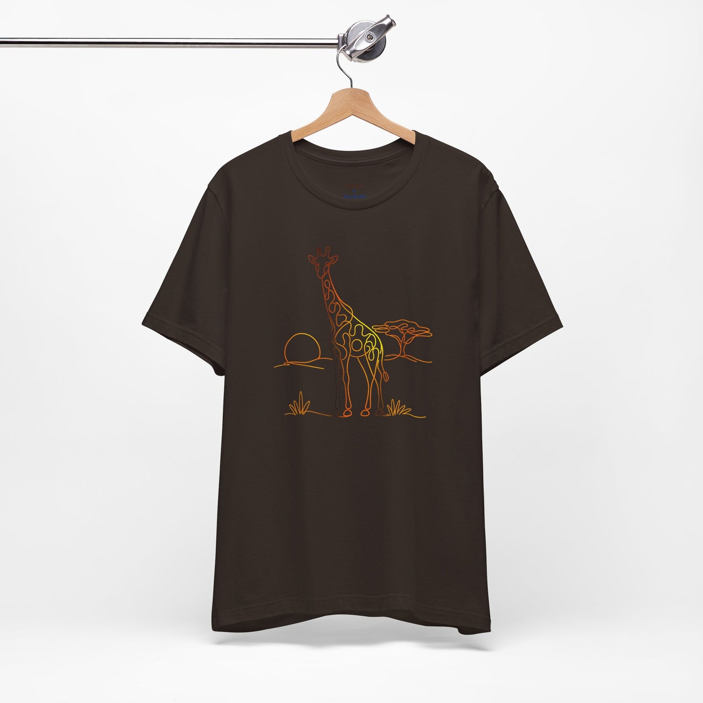 Giraffe Sunset Tee — Minimal Line Art Safari T-Shirt