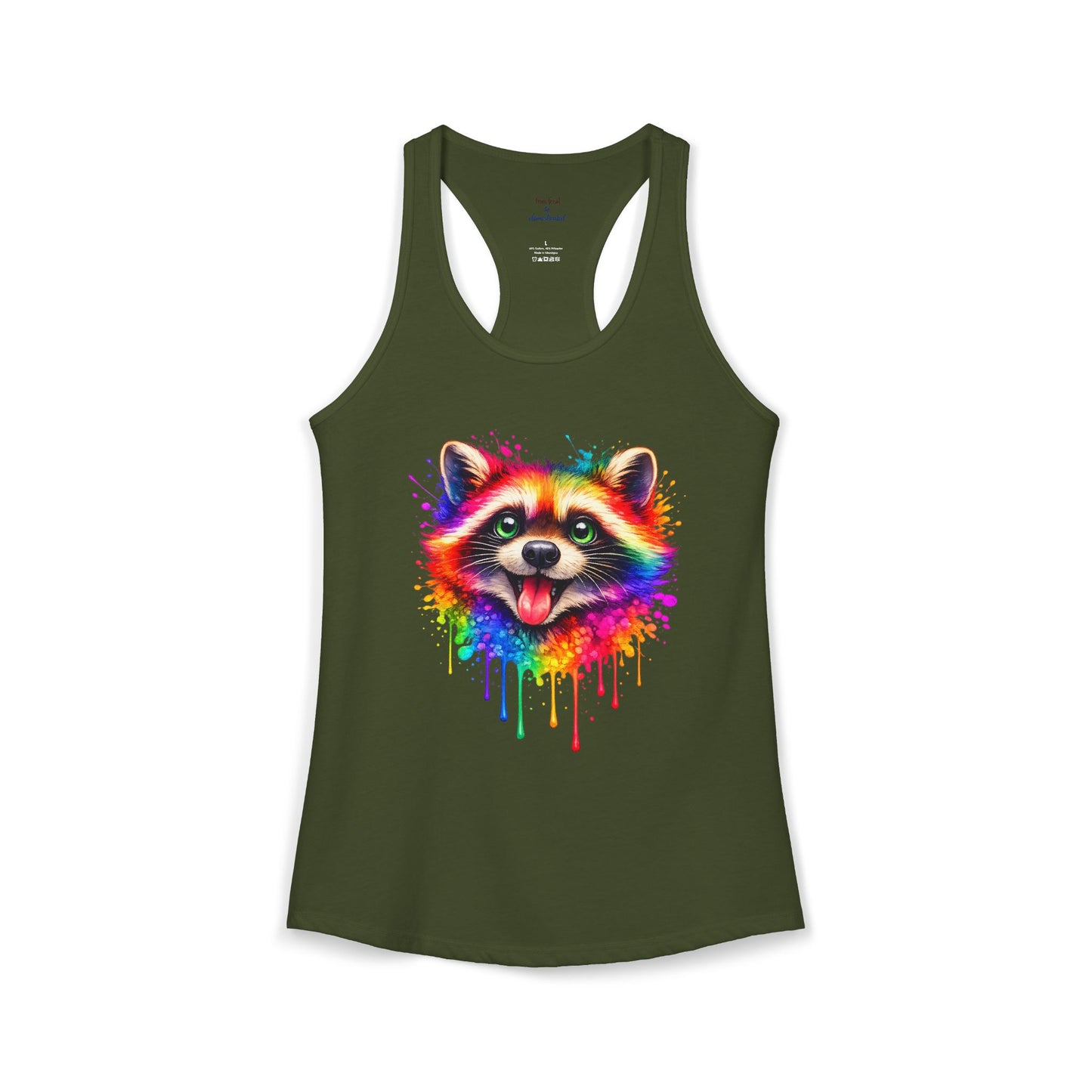 Watercolor Wildlife Raccoon Racerback Tank