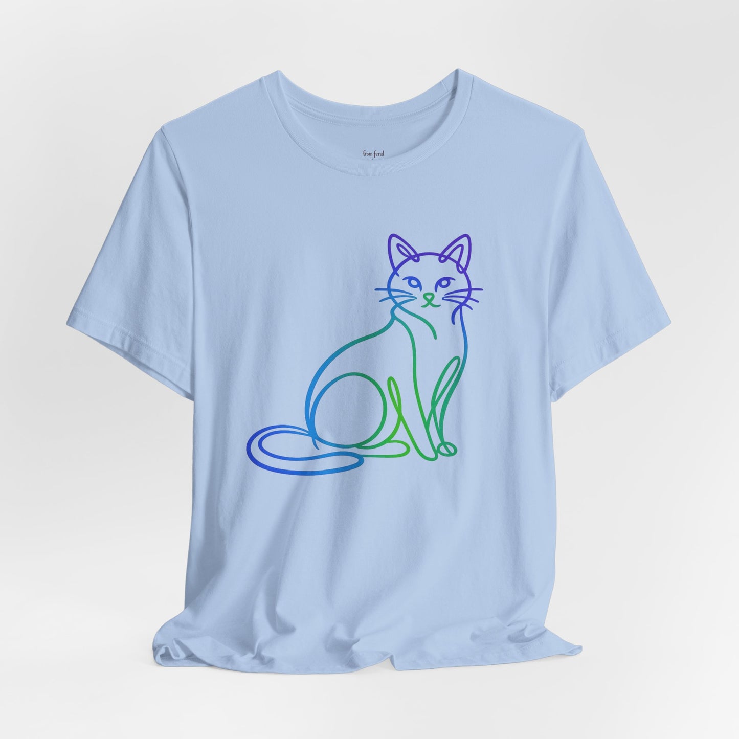 Colorful Line-Work Sitting Cat T-Shirt