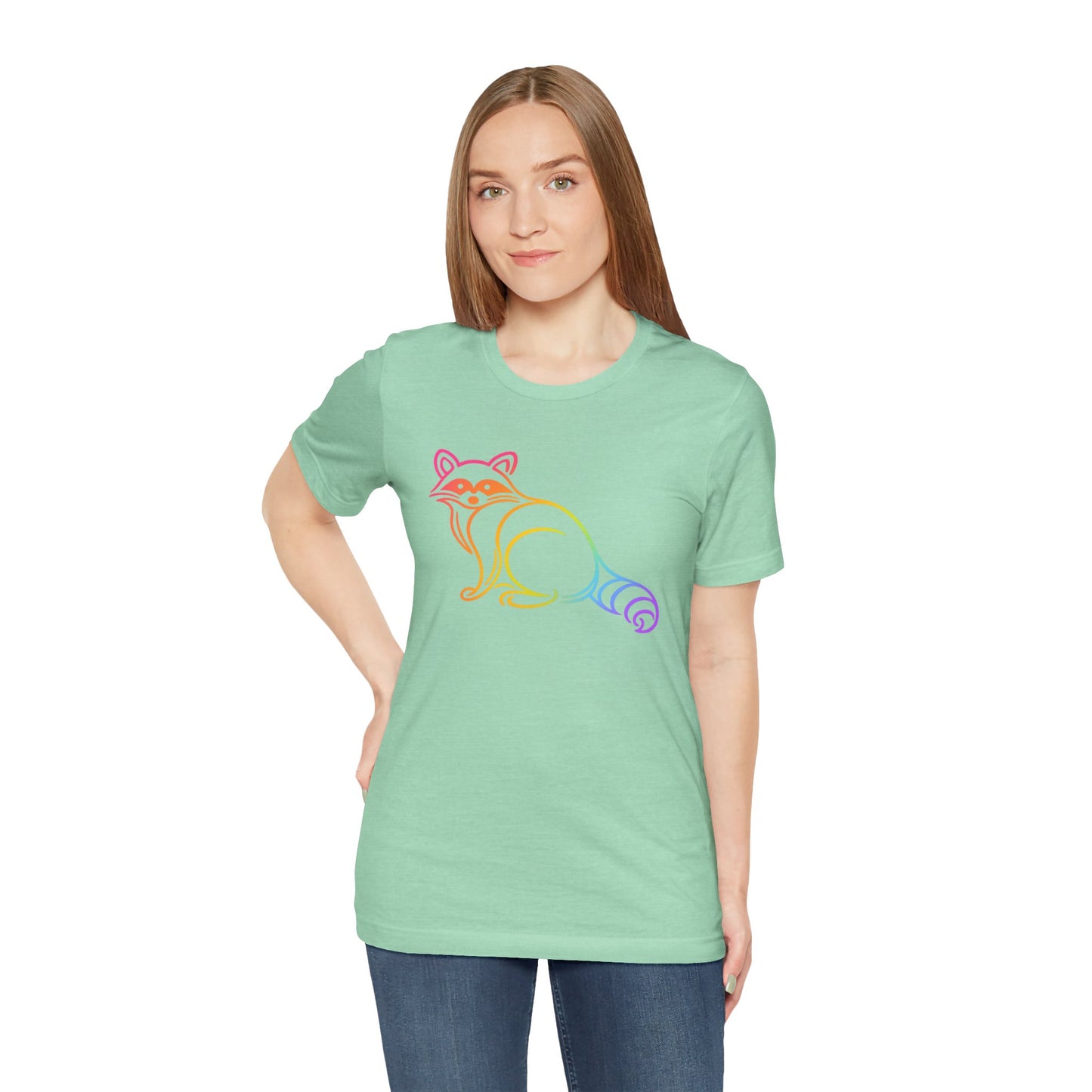 Rascal Raccoon Tee — Minimal Line Raccoon Scenic Graphic T-Shirt