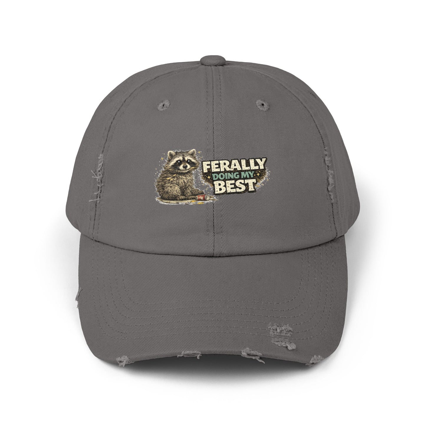 Ferally Distressed Cap — Raccoon Mom/Dad Funny Dad Hat