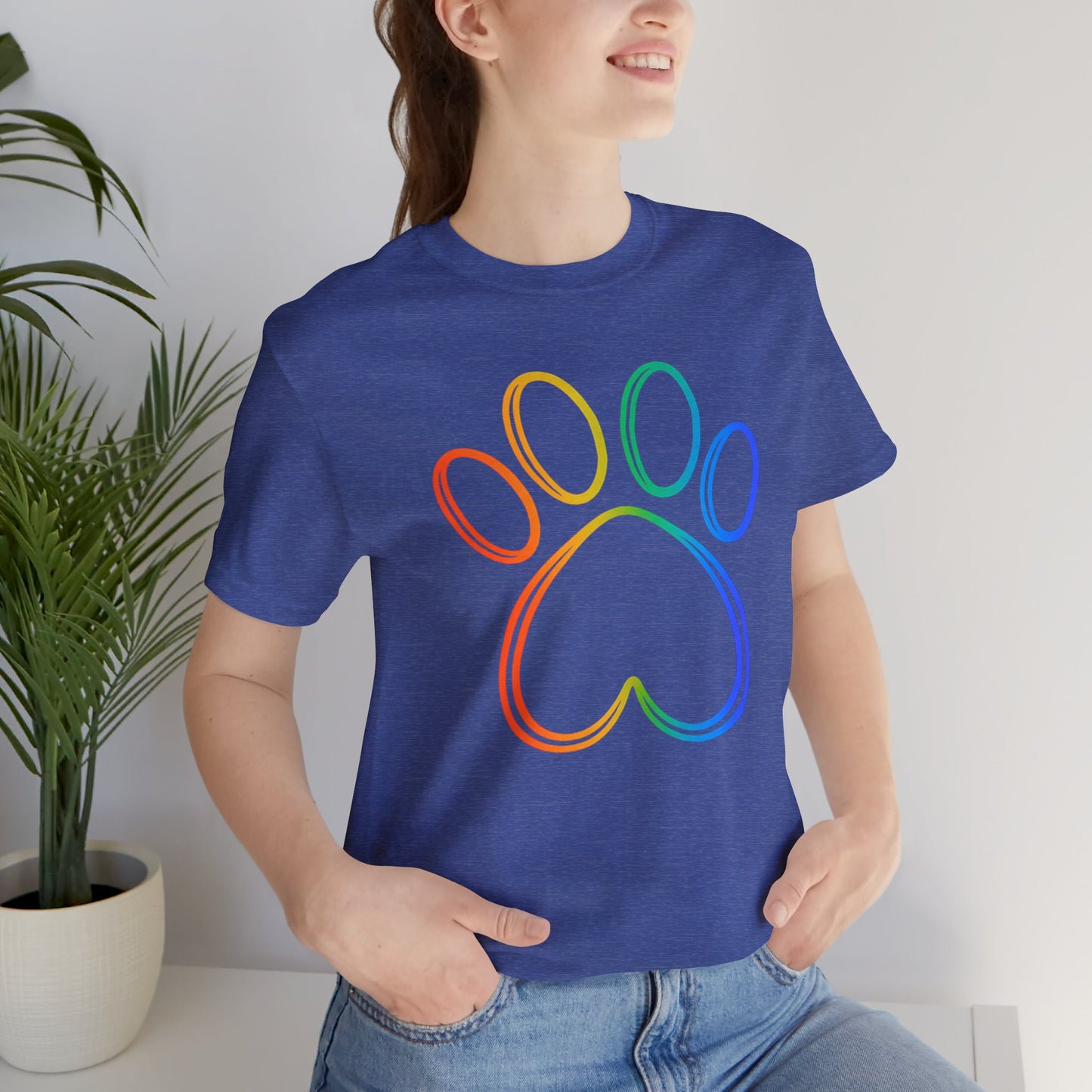Heart/Paw Colorful Line-Work T-Shirt