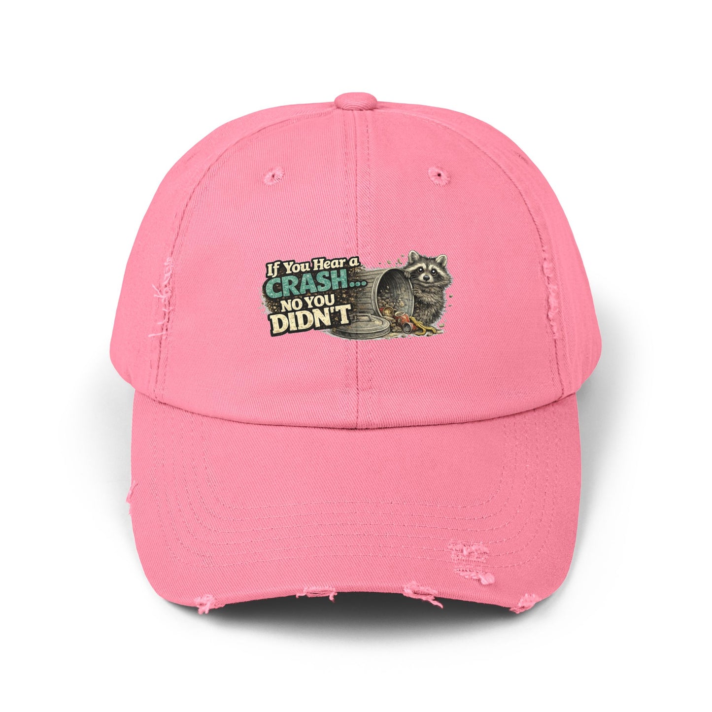 Crash Distressed Cap — Raccoon Mom/Dad Funny Dad Hat