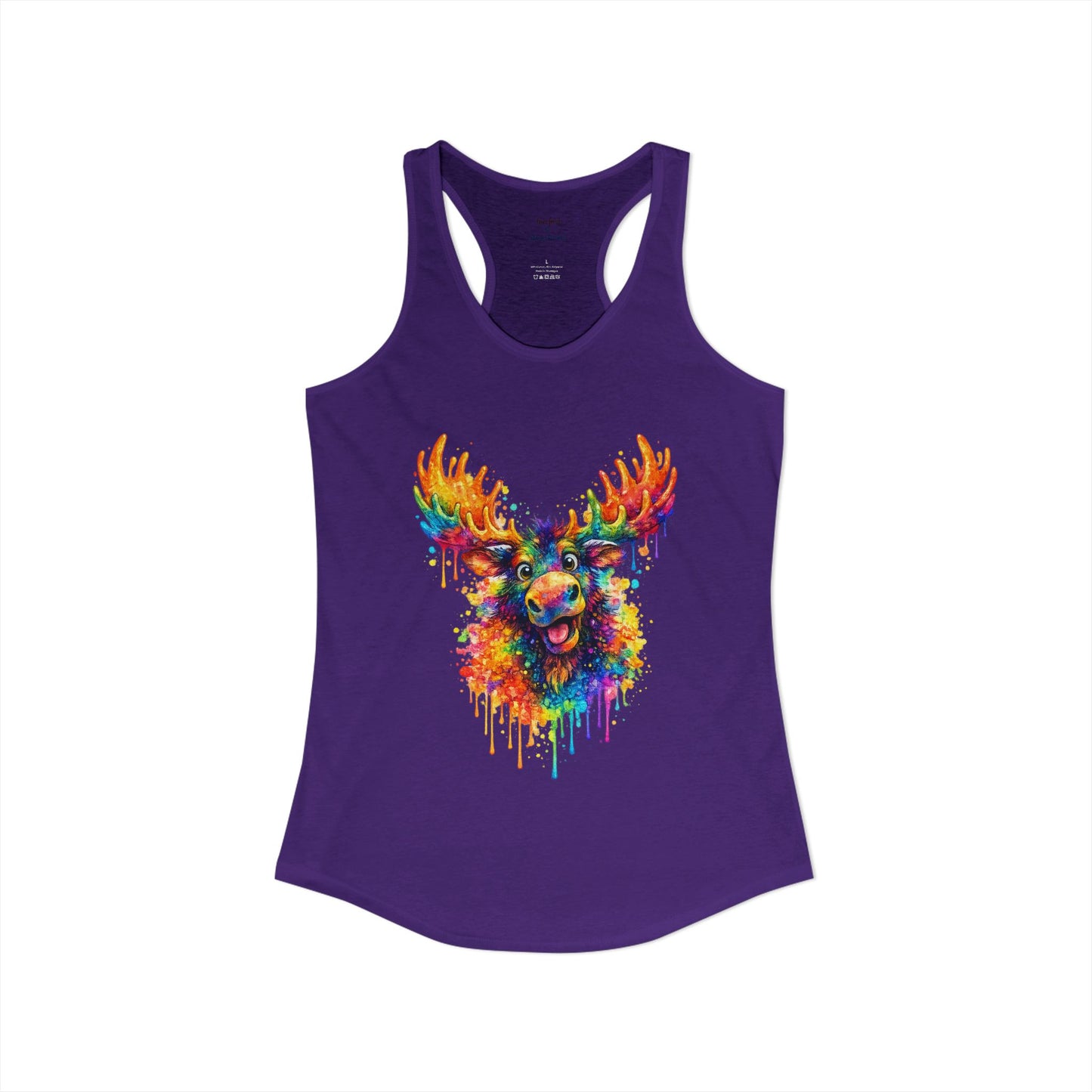 Watercolor Wildlife Moose Racerback Tank