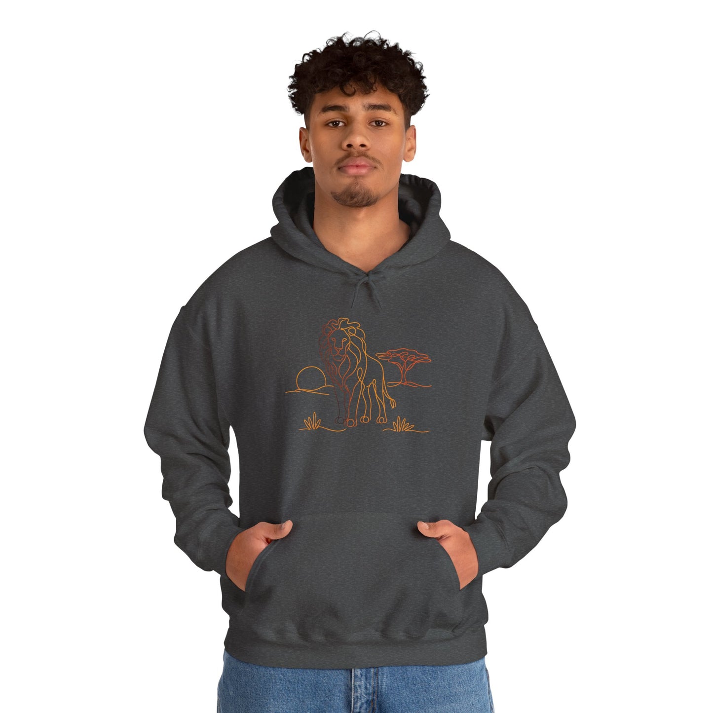 Lion Line Art Hoodie — Minimal Safari Sweatshirt