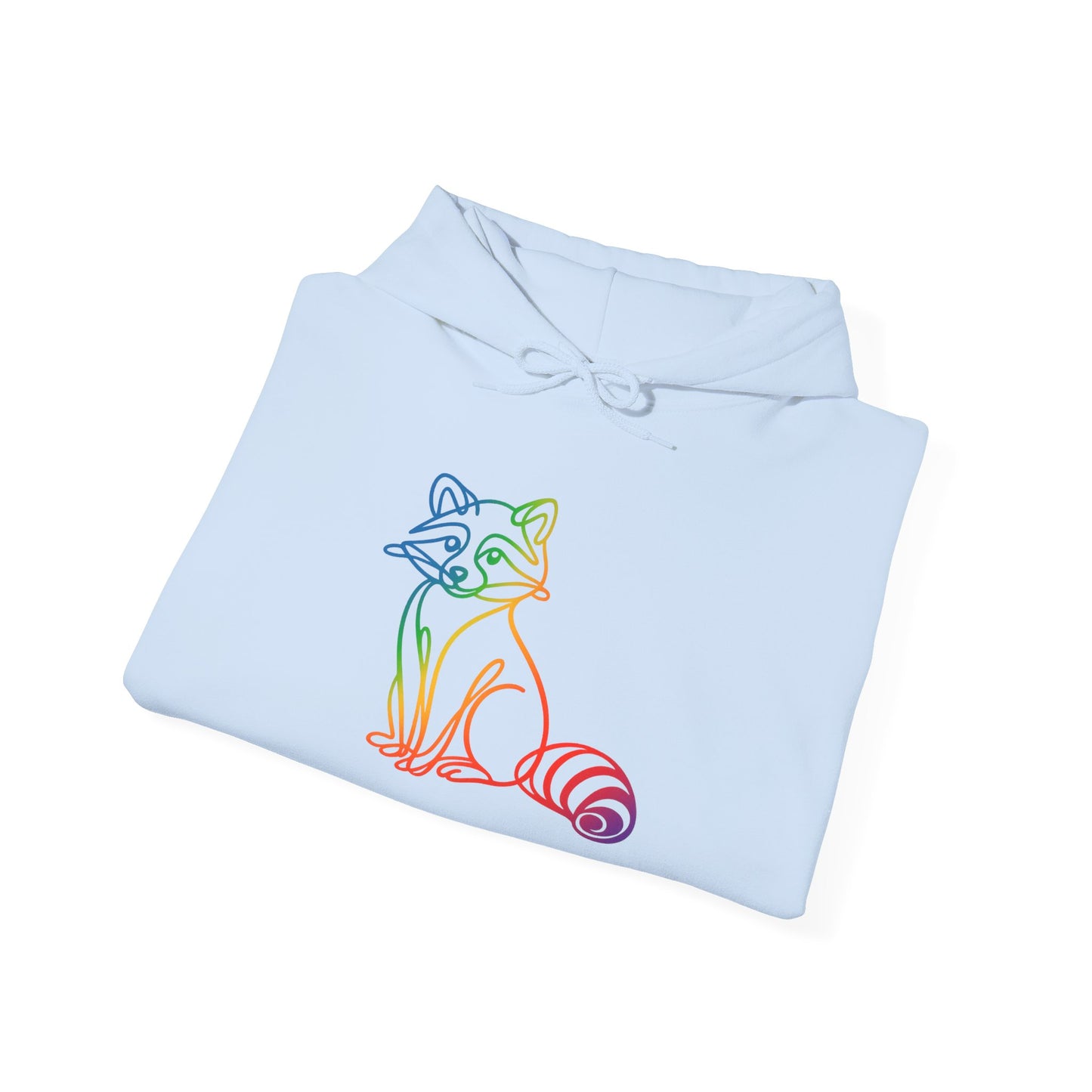 Rainbow Line Art Raccoon Hoodie