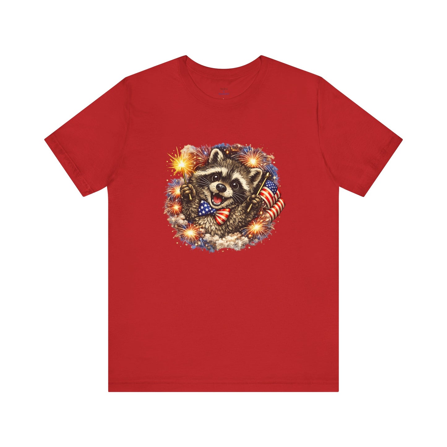Patriot Raccoon 250th Anniversary T-Shirt — 4th of July Fireworks Flag Tee