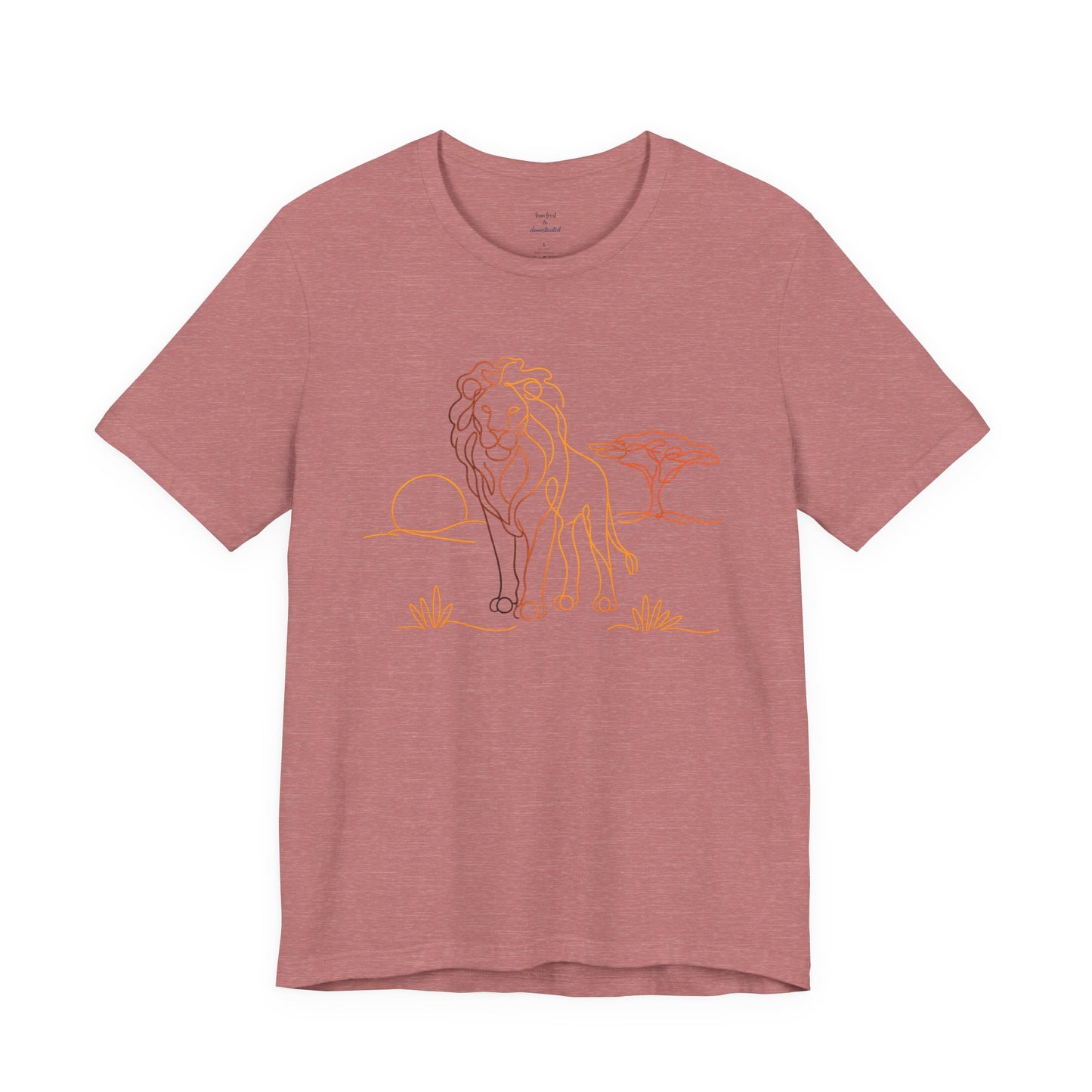 Lion Sunset Tee — Minimal Line Art Safari T-Shirt