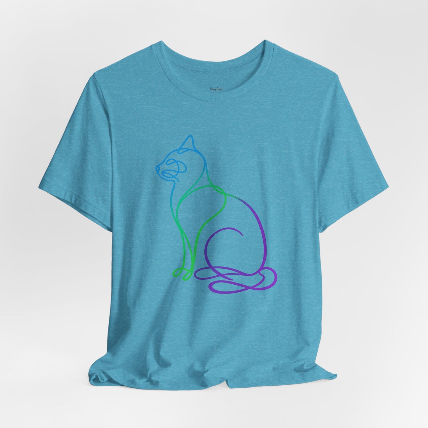 Colorful Line | Work Sitting Cat T-Shirt