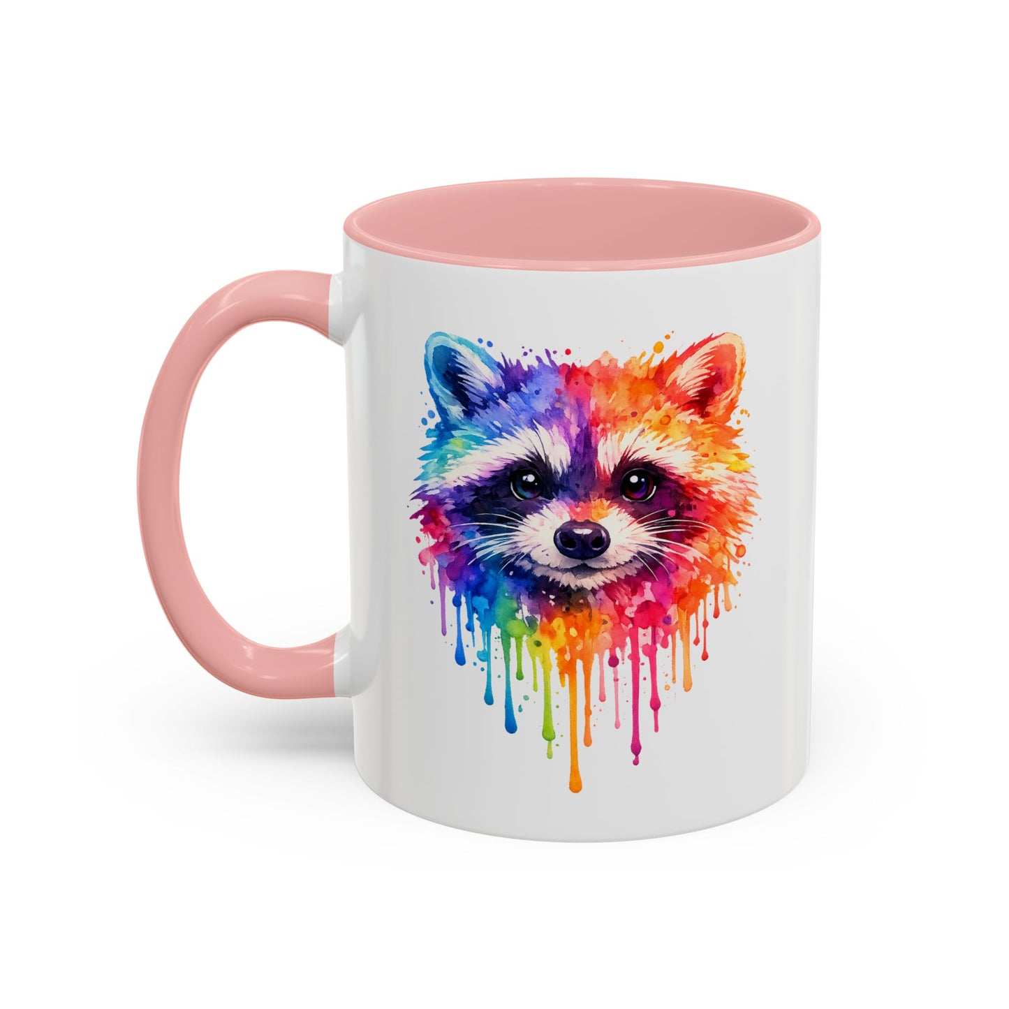 Cheerful Watercolor Raccoon Accent Coffee Mug