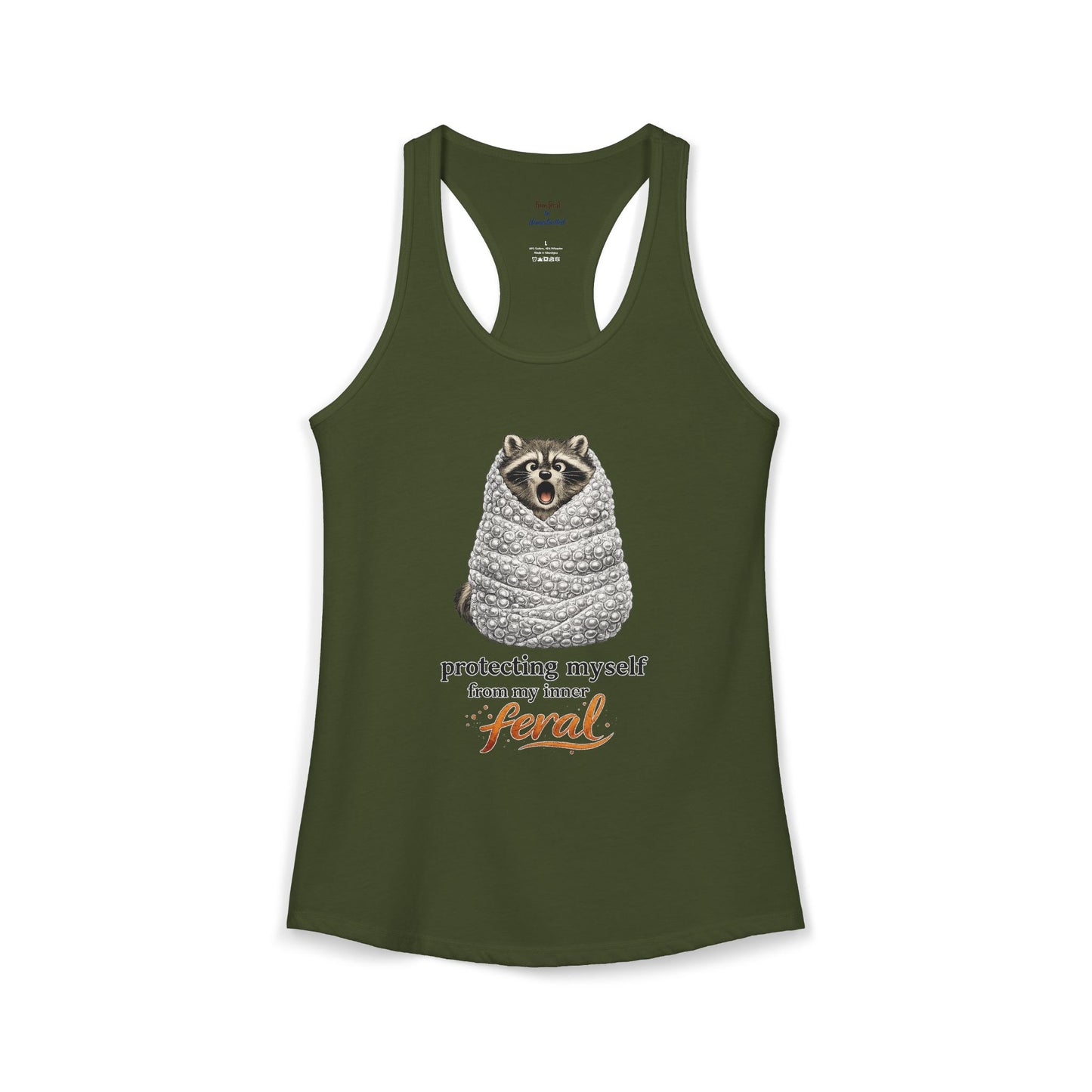 Bubble Wrap Raccoon Racerback Tank
