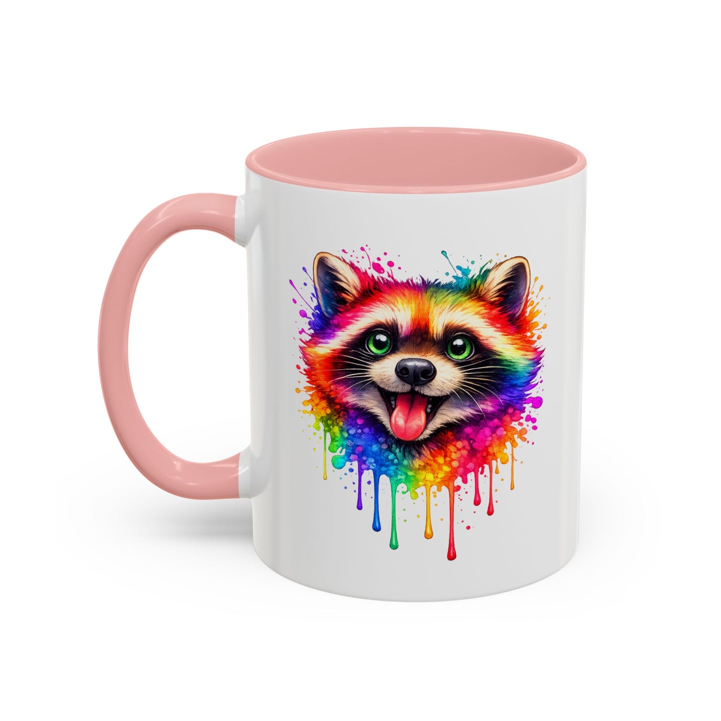 Cheerful Watercolor Raccoon Accent Coffee Mug