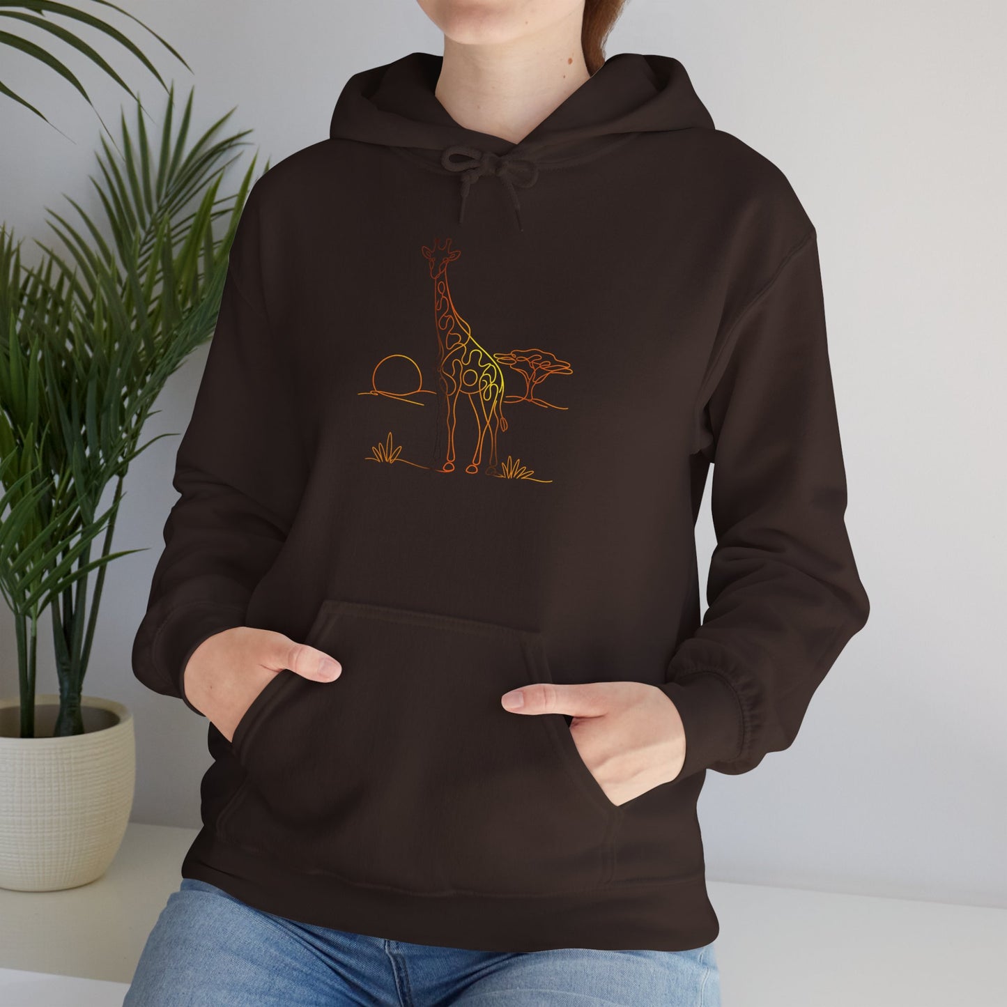 Giraffe Line Art Hoodie – Minimal Safari Illustration