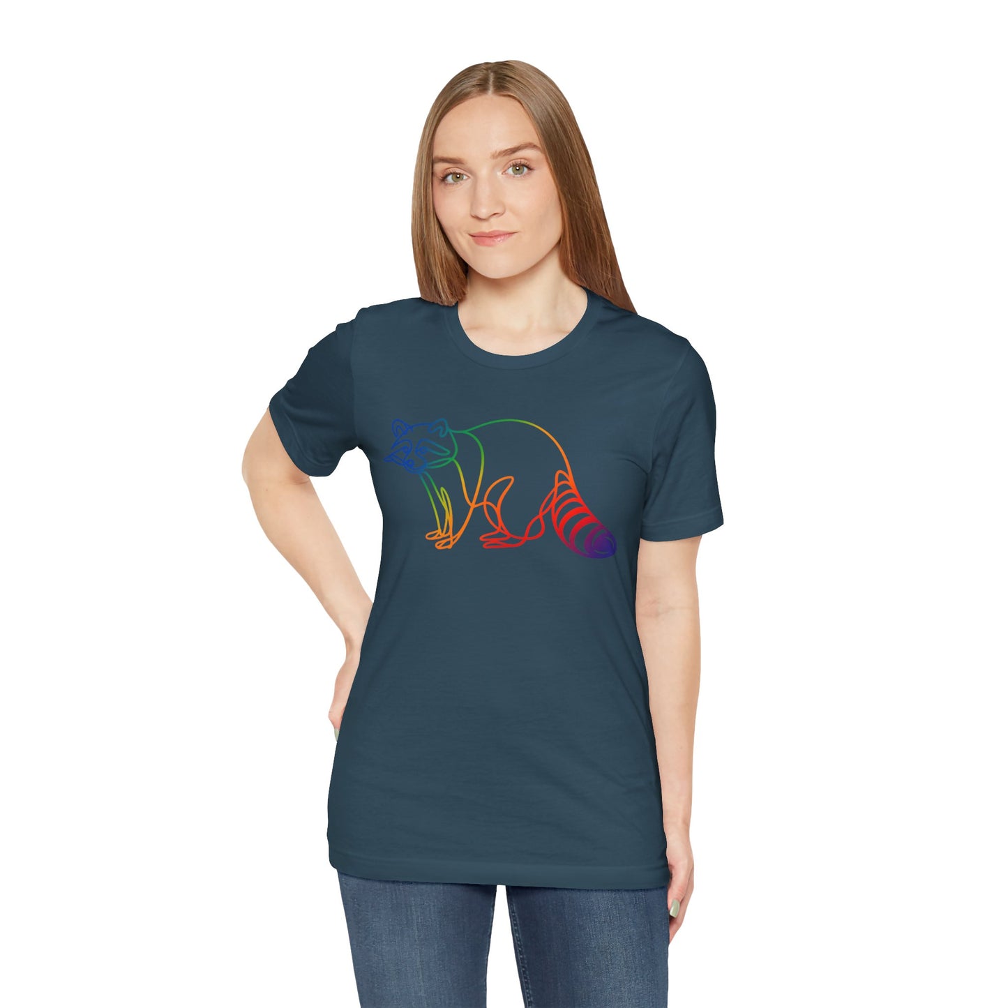 Raccoon Tee — Minimal Line Raccoon Scenic Graphic T-Shirt