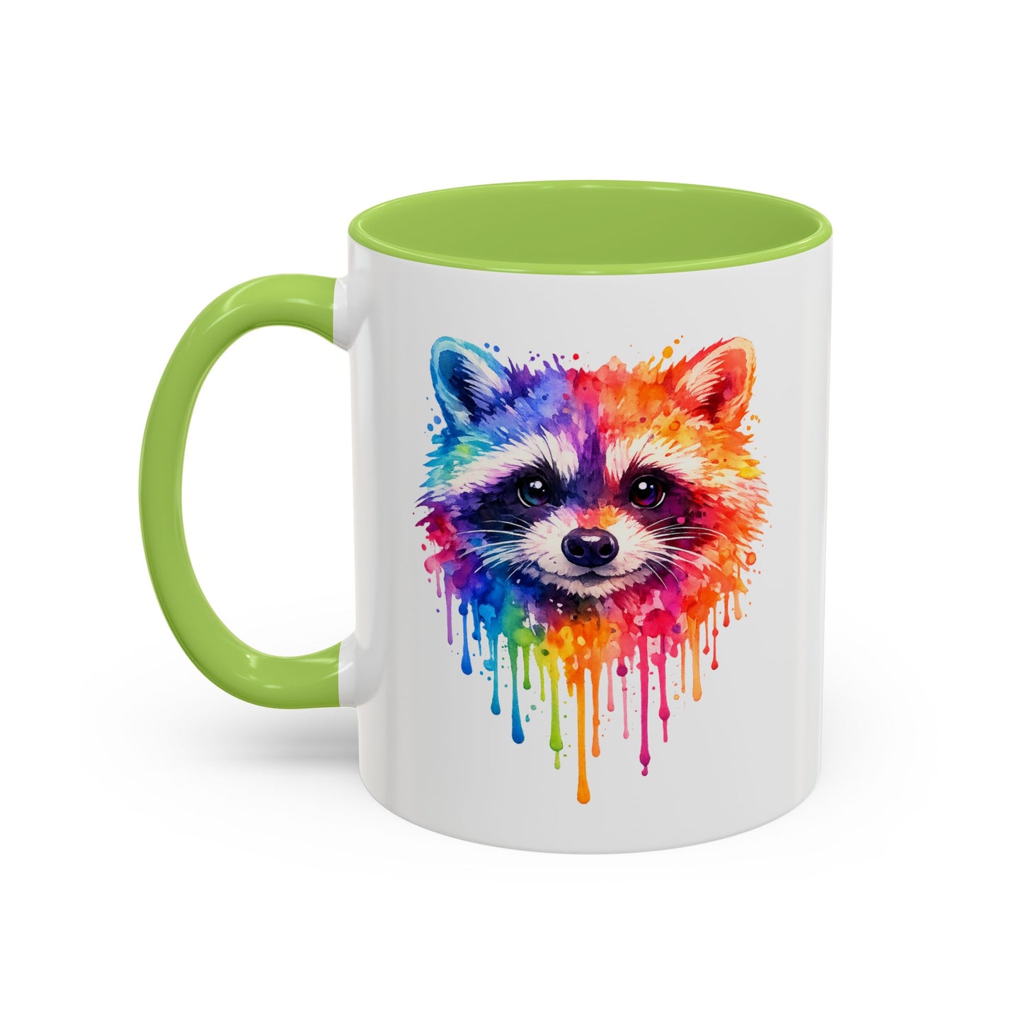Cheerful Watercolor Raccoon Accent Coffee Mug