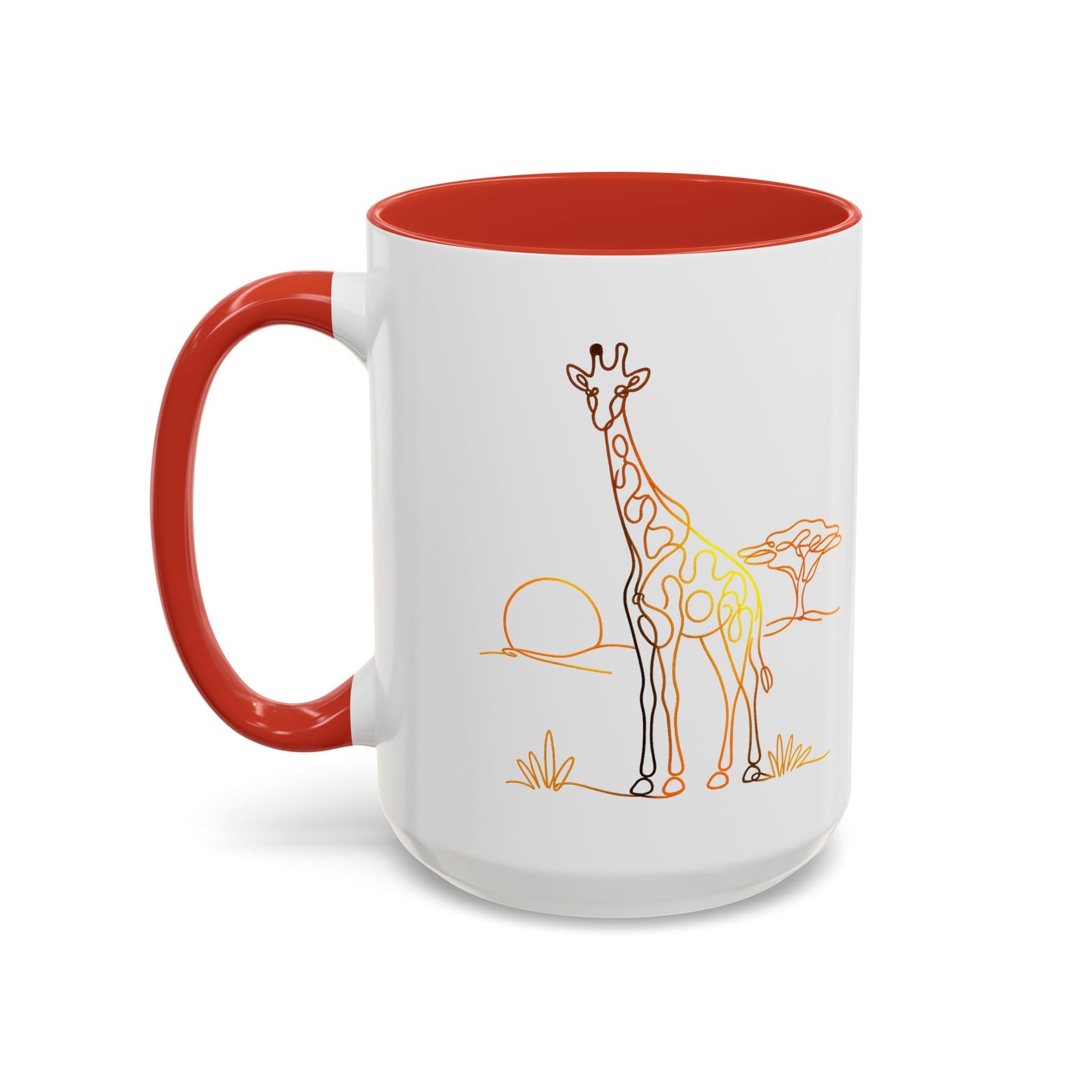 Safari Sunrise Coffee Mug — Minimal Line Giraffe Design (11/15oz)