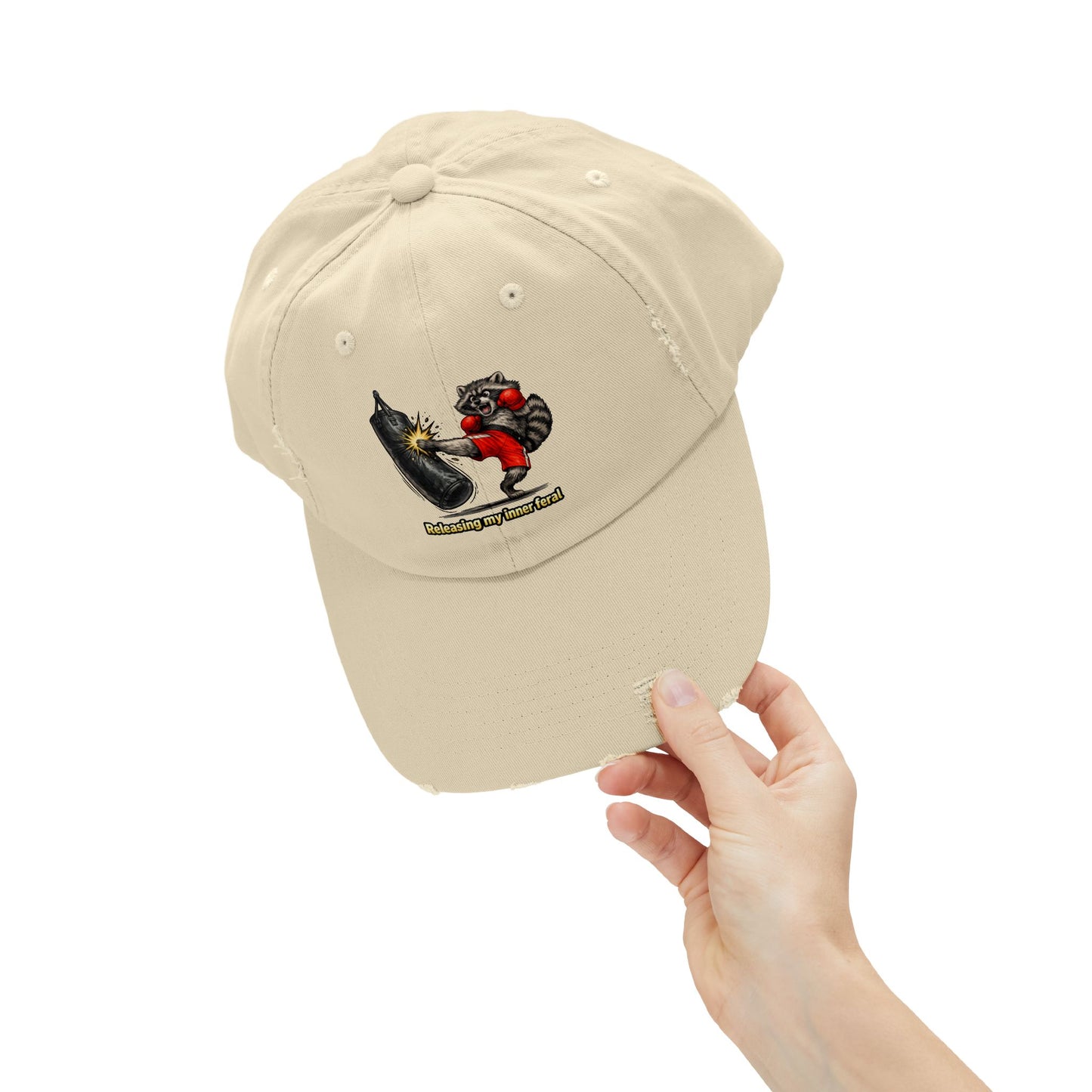 Inner Feral Distressed Cap — Raccoon Mom/Dad Funny Dad Hat