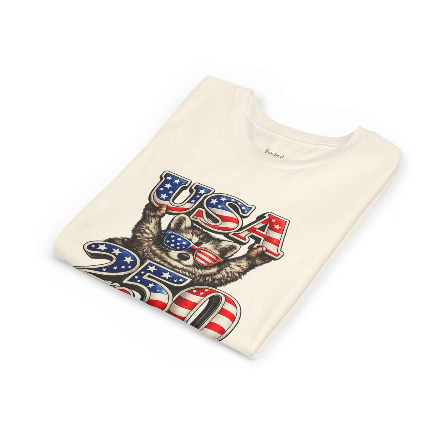 Patriotic Raccoon Youth Tee — Raccoon with USA 250