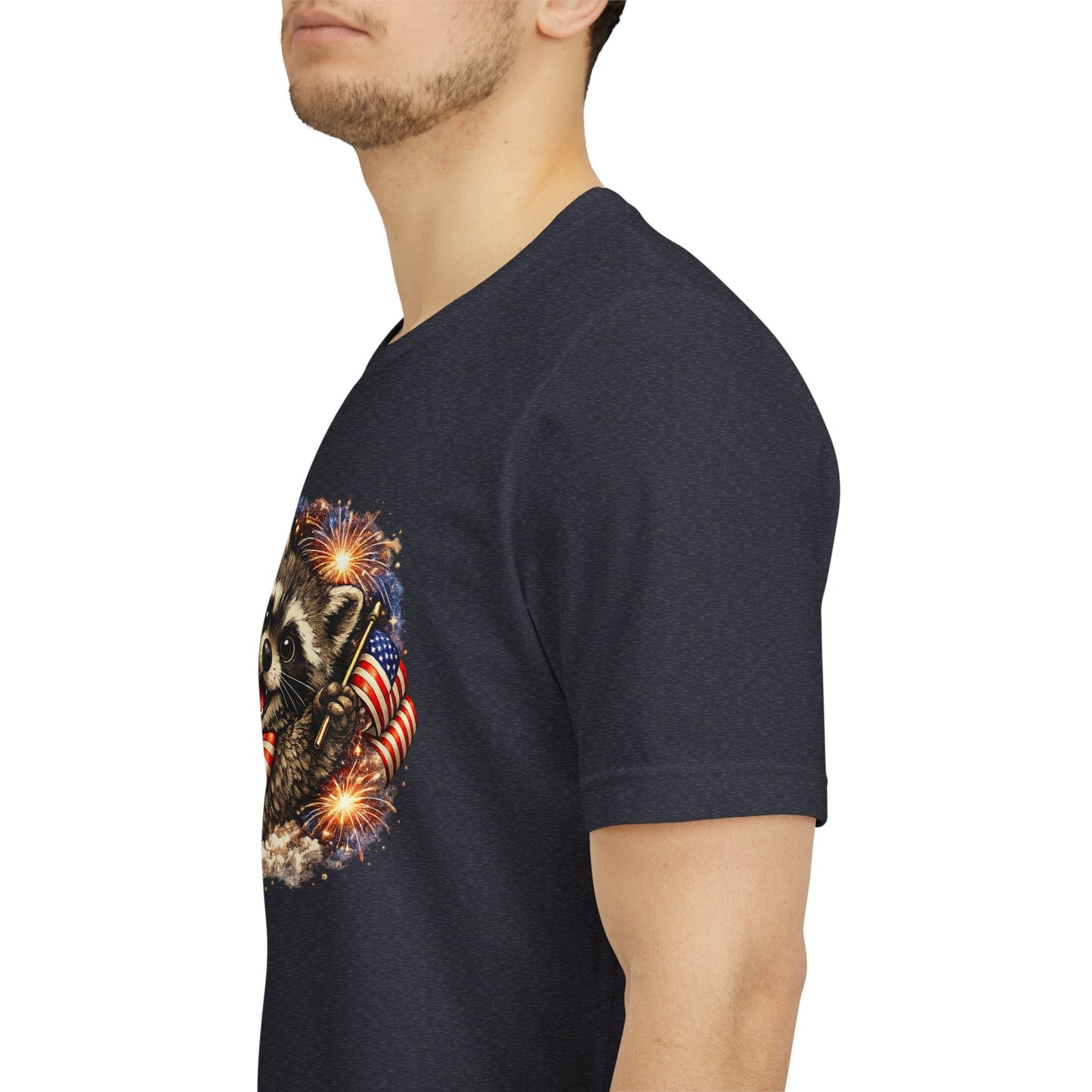 Patriot Raccoon 250th Anniversary T-Shirt — 4th of July Fireworks Flag Tee