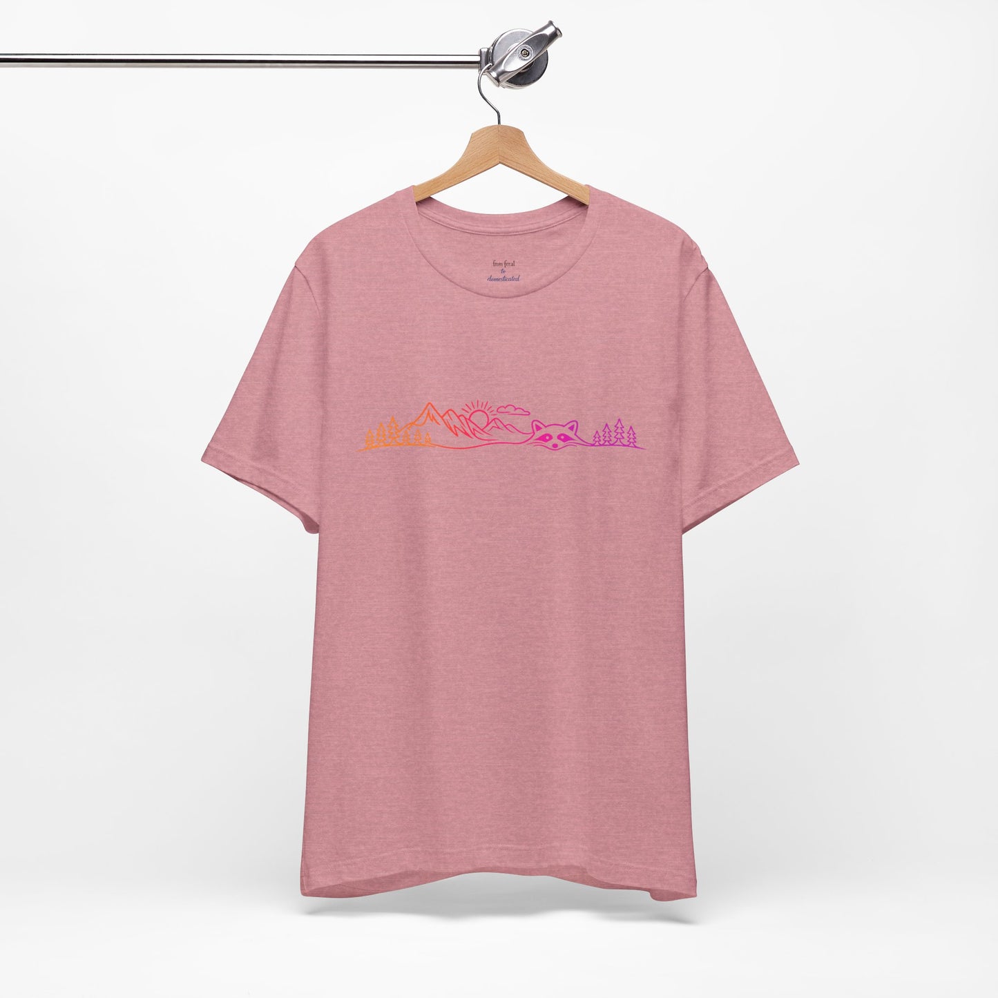 Raccoon Tee — Minimal Line Raccoon Scenic Graphic T-Shirt