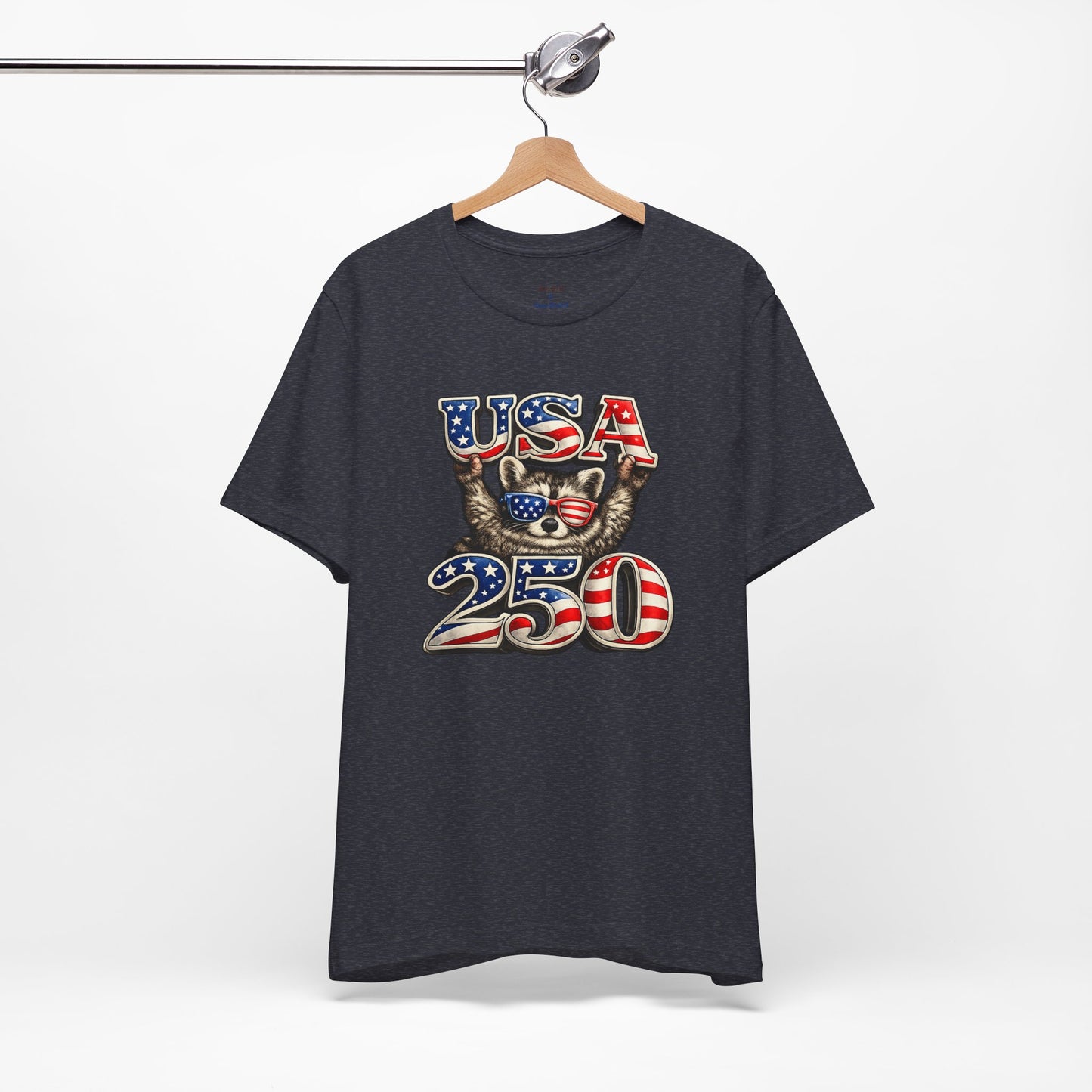 Patriot Raccoon 250th Anniversary T-Shirt — 4th of July Fireworks Flag Tee