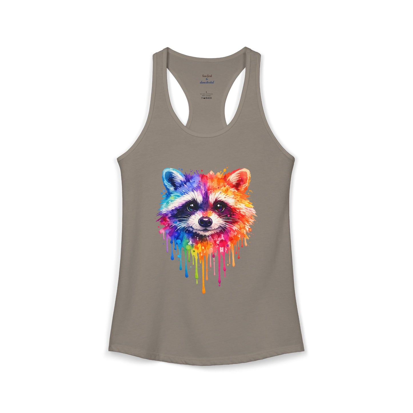 Watercolor Wildlife Raccoon Racerback Tank