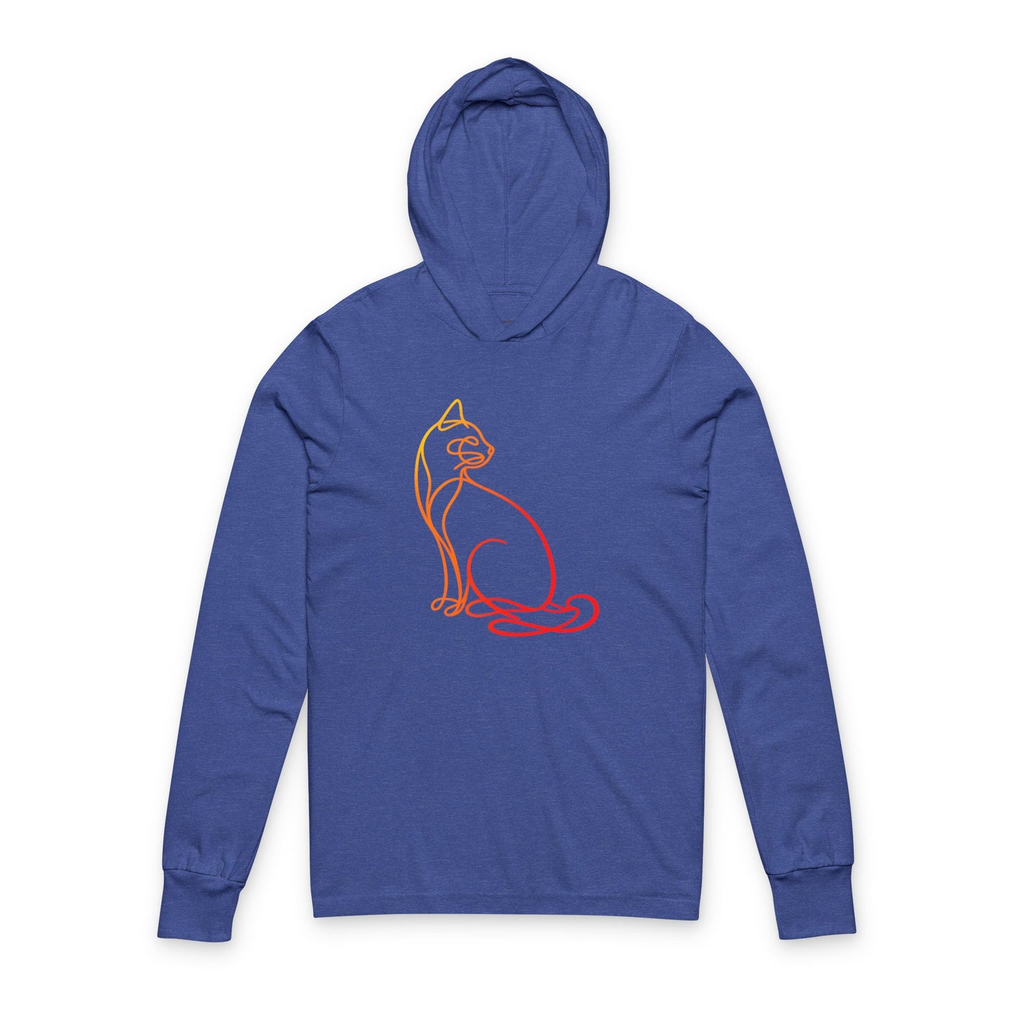 Sunrise Line Art Cat Hooded Long Sleeve Tee