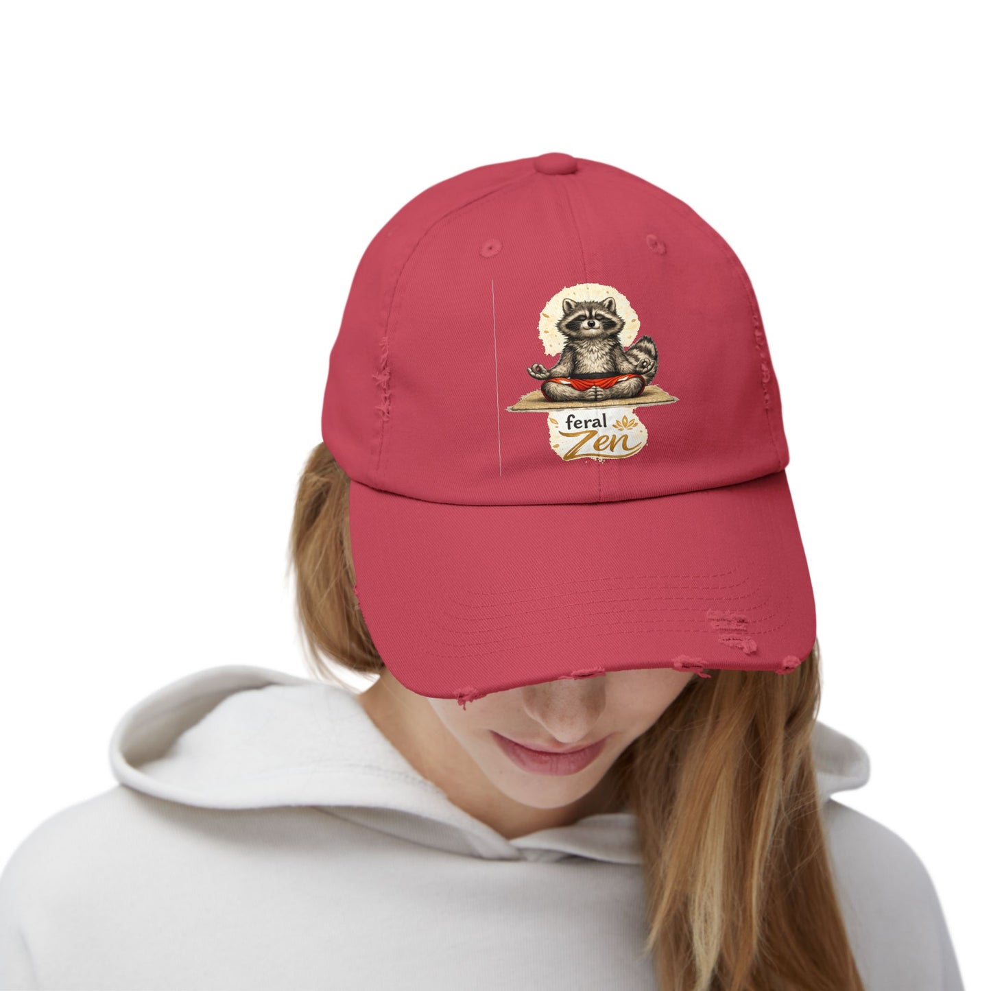 Feral Zen Distressed Cap — Raccoon Mom/Dad Funny Dad Hat