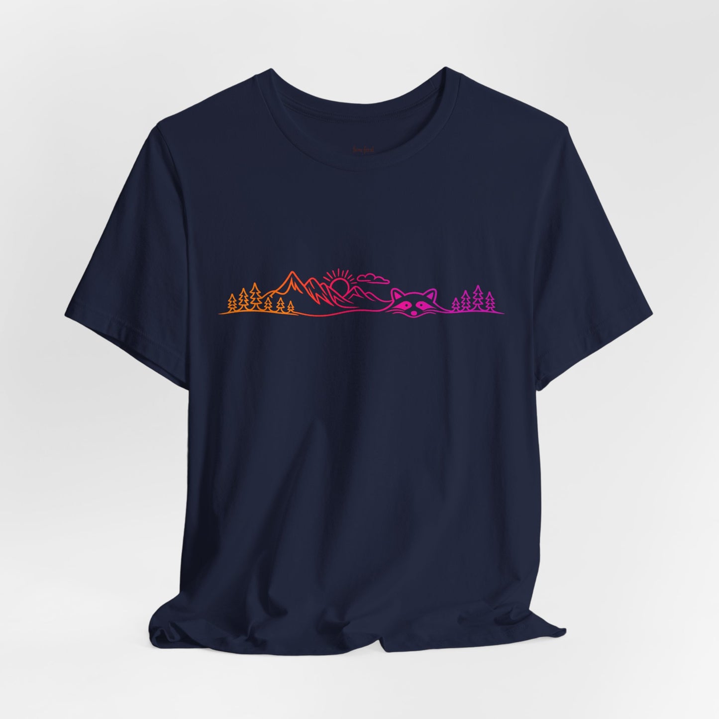 Raccoon Tee — Minimal Line Raccoon Scenic Graphic T-Shirt
