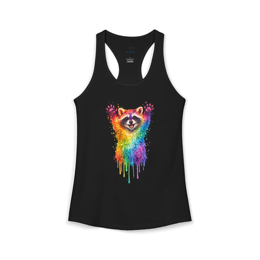 Watercolor Wildlife Raccoon Racerback Tank