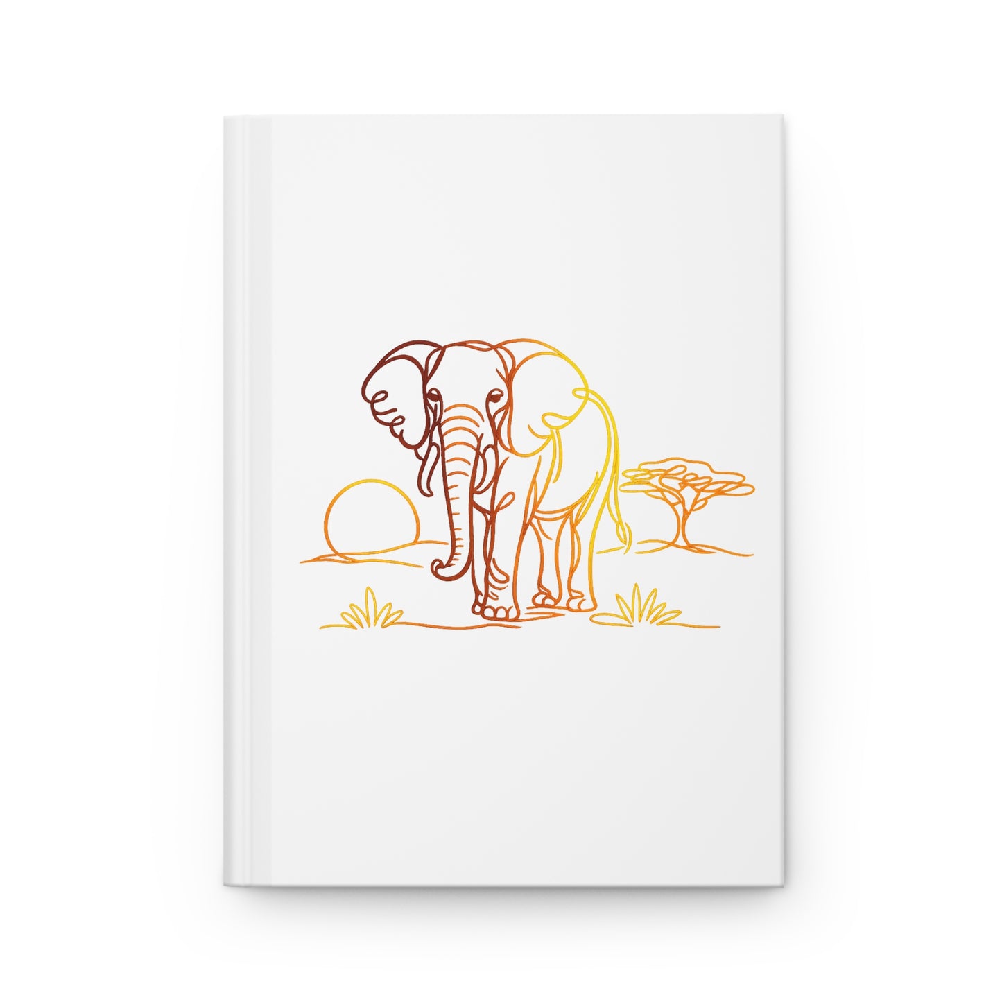 Elephant Sunrise Hardcover Journal — Minimal Safari Sketch Notebook