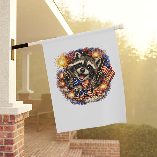 Patriotic Raccoon 250 Garden Flag — 4th of July House Banner
