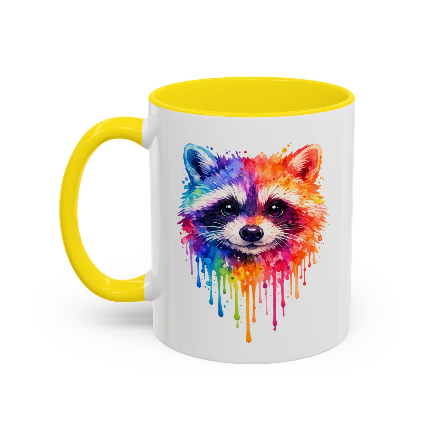 Cheerful Watercolor Raccoon Accent Coffee Mug