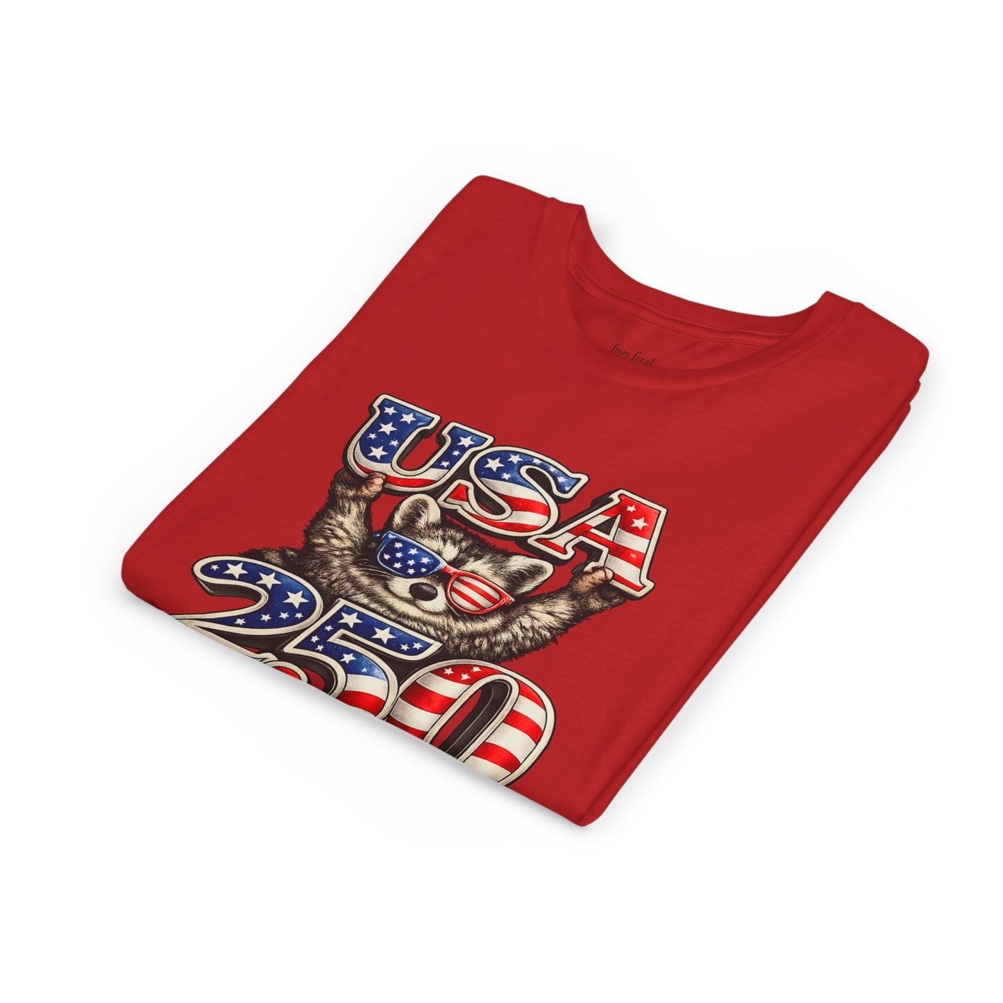 Patriotic Raccoon Youth Tee — Raccoon with USA 250