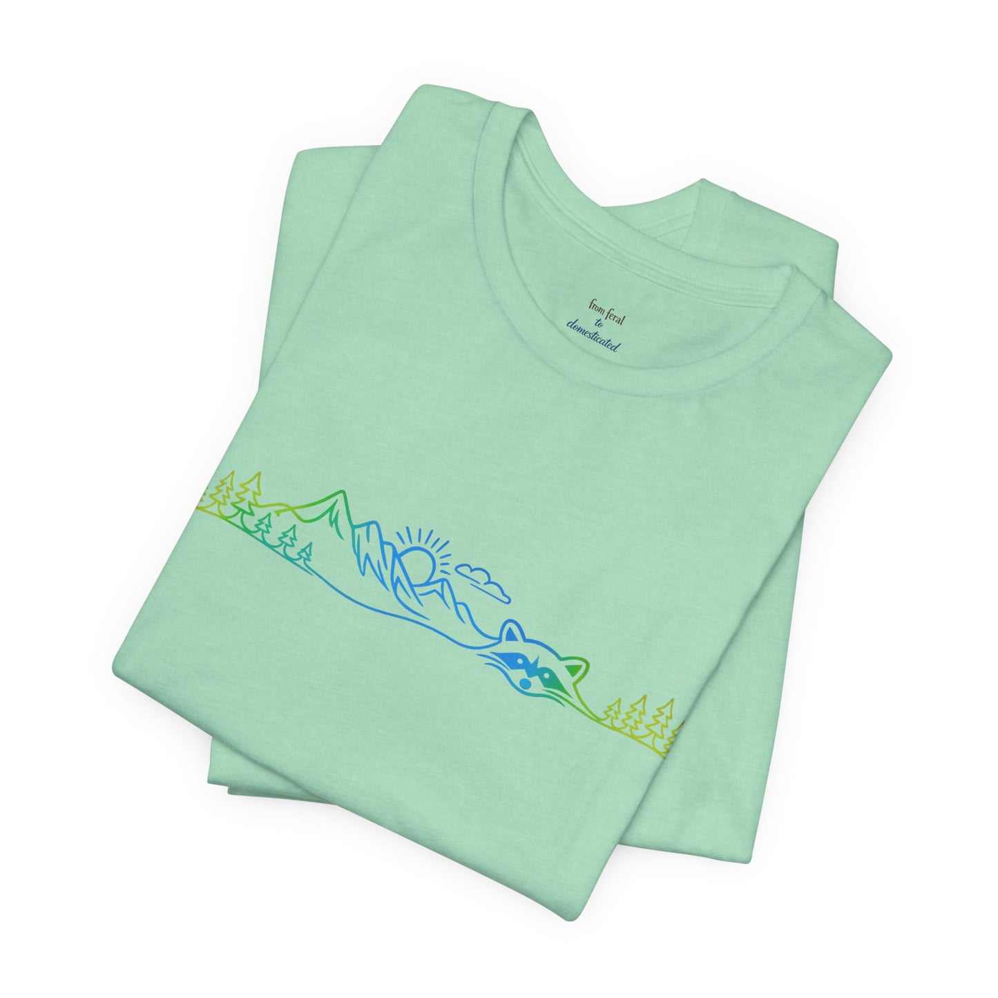 Raccoon Tee — Minimal Line Raccoon Scenic Graphic T-Shirt