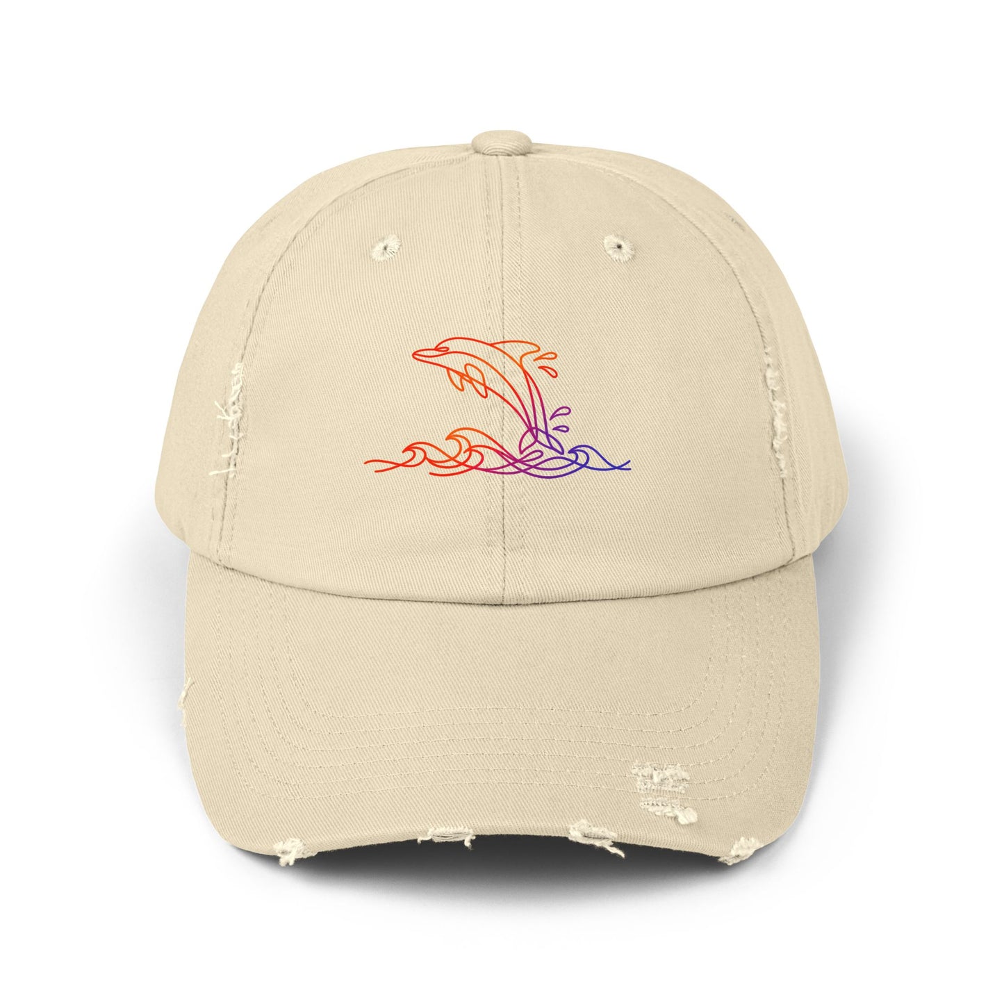Sunset Splashing Dolphin | Distressed Cap