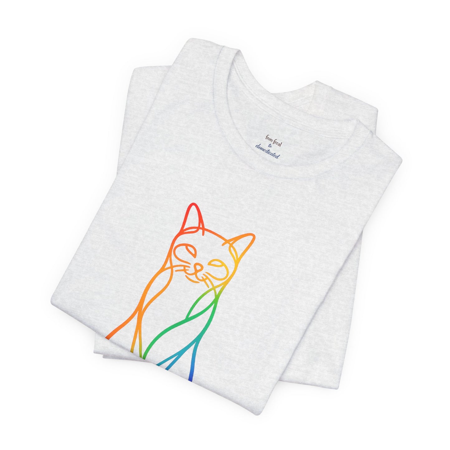 Colorful Line-Work Sitting Cat T-Shirt