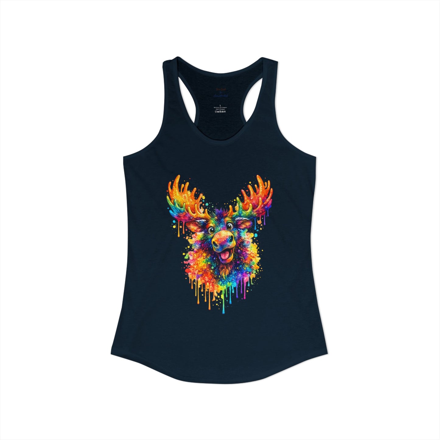 Watercolor Wildlife Moose Racerback Tank
