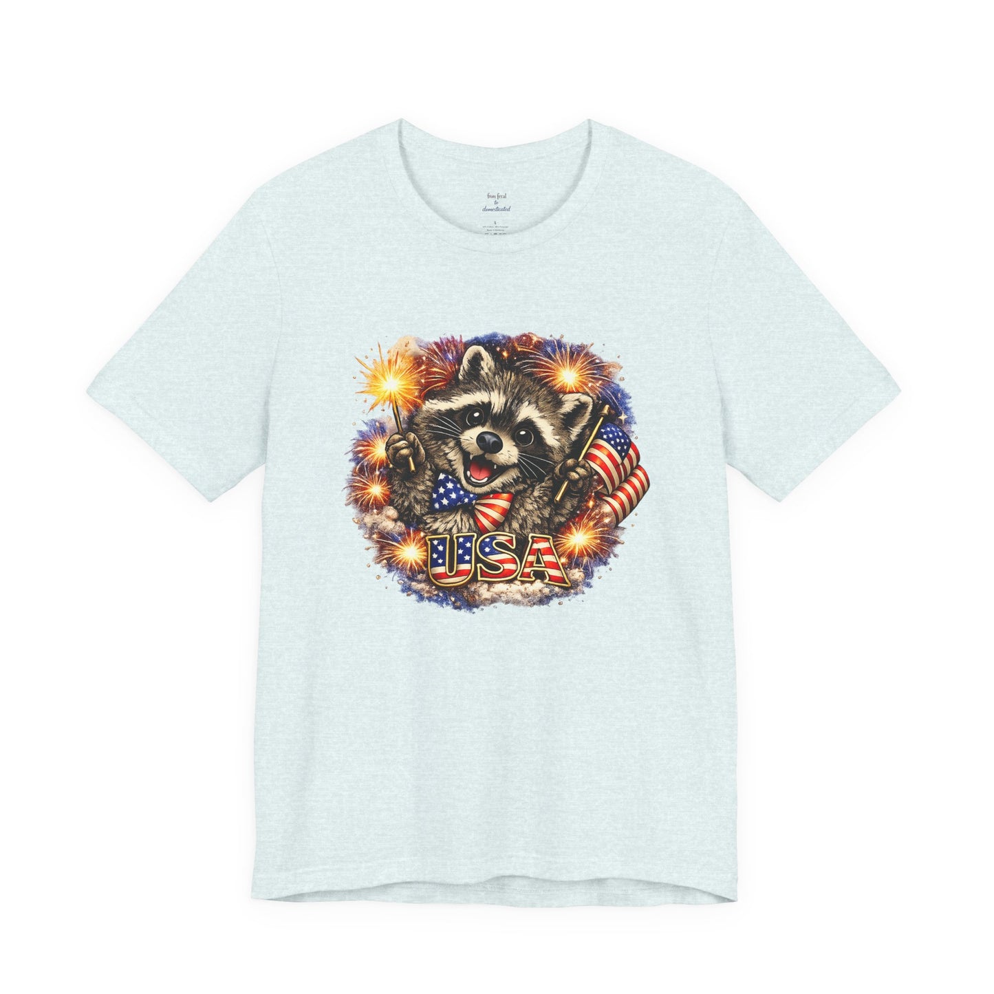 Patriot Raccoon 250th Anniversary T-Shirt — 4th of July Fireworks Flag Tee