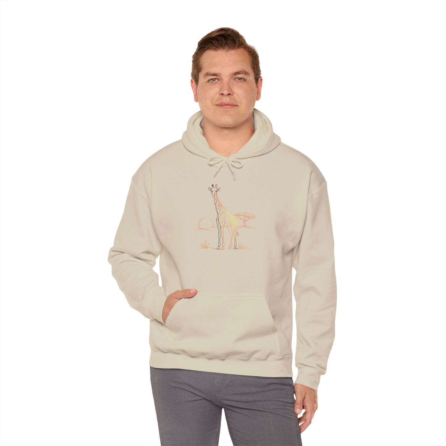Giraffe Line Art Hoodie – Minimal Safari Illustration