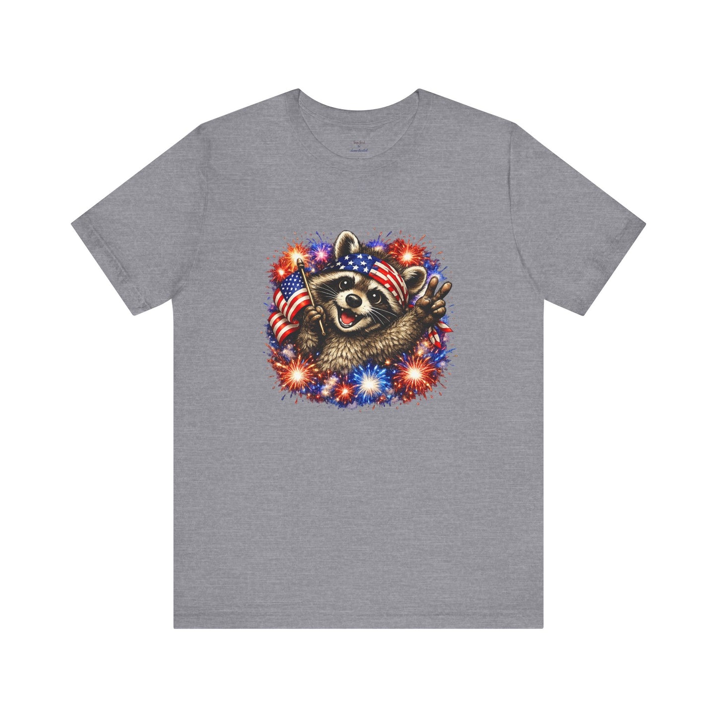 Patriot Raccoon 250th Anniversary T-Shirt — 4th of July Fireworks Flag Tee