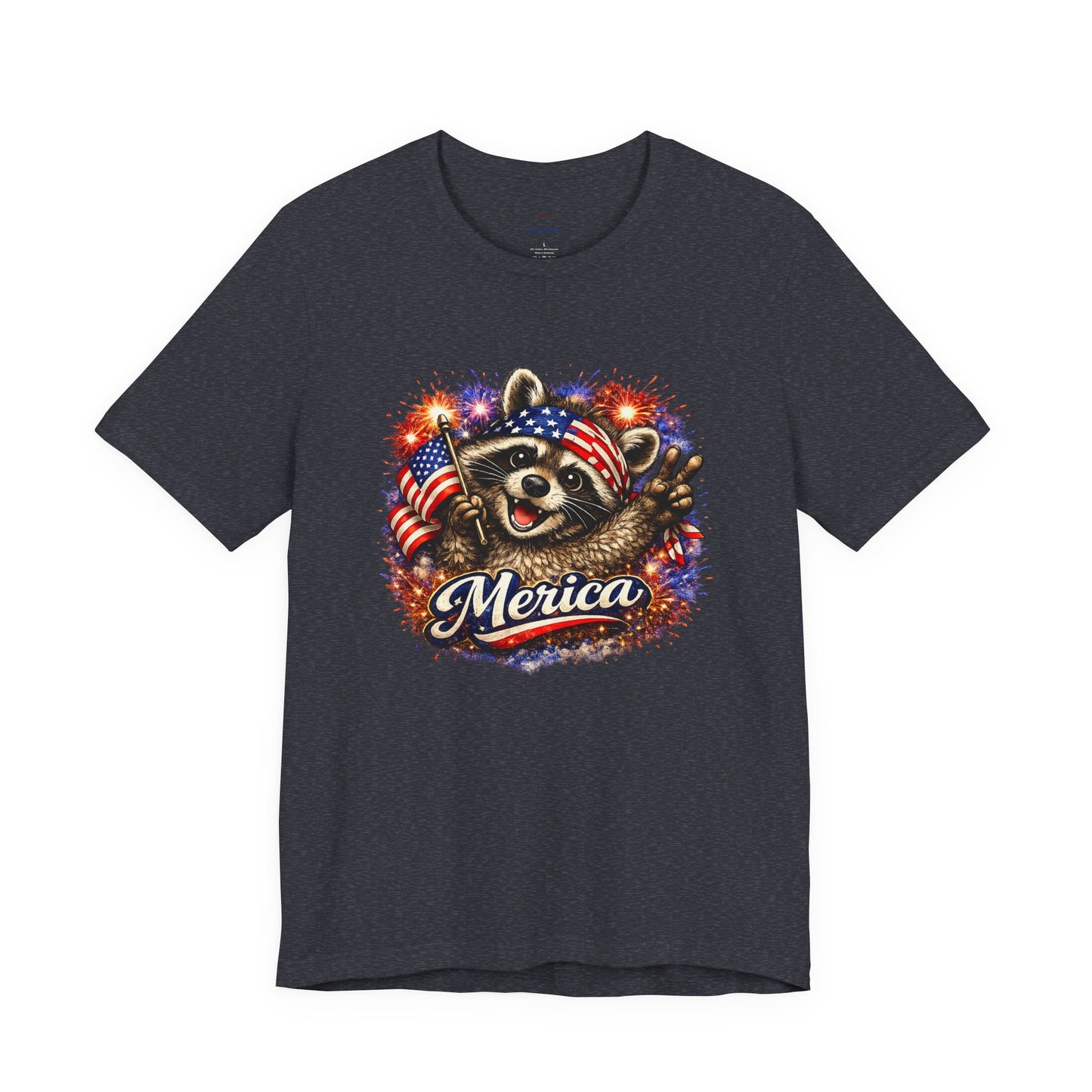Patriot Raccoon 250th Anniversary T-Shirt — 4th of July Fireworks Flag Tee