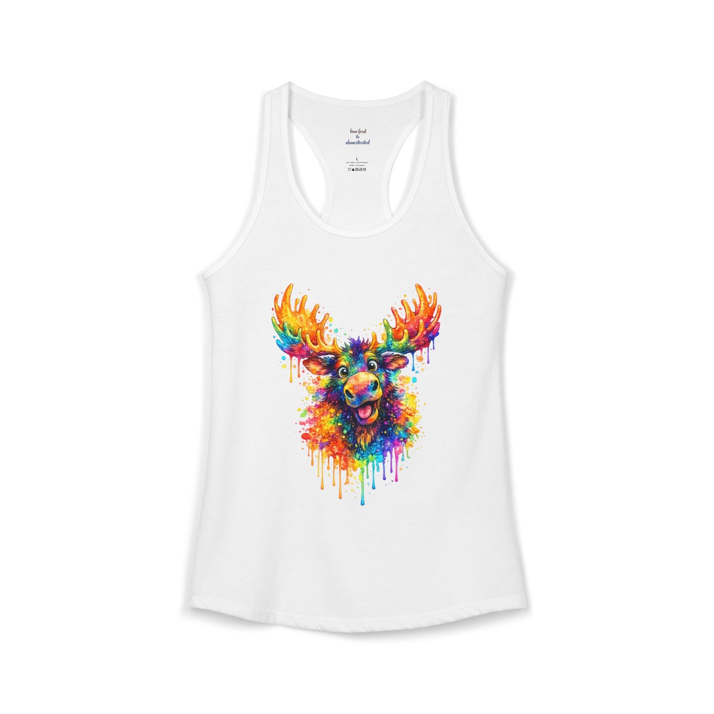 Watercolor Wildlife Moose Racerback Tank