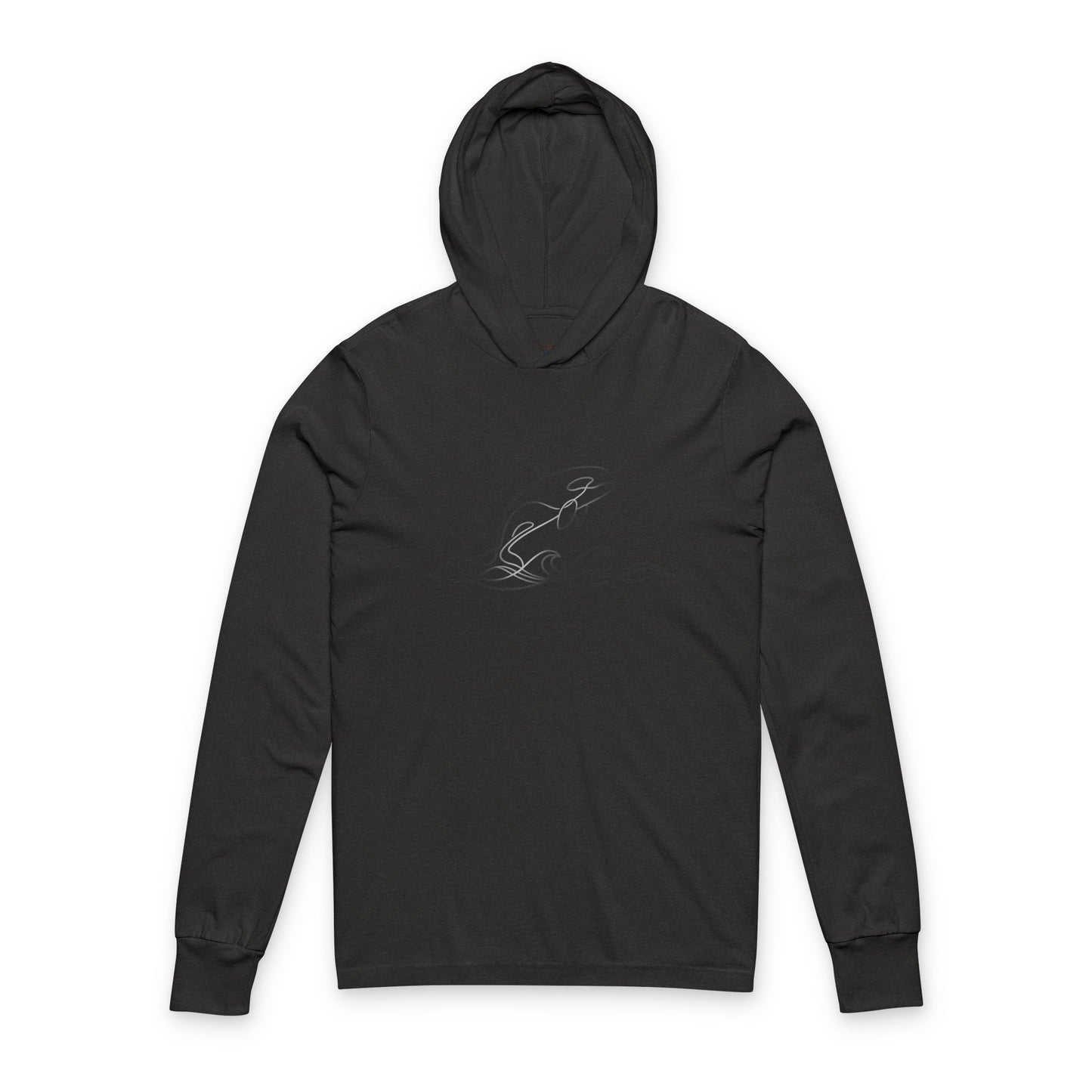 Continuous Line Art Orca Hooded Long Sleeve Tee