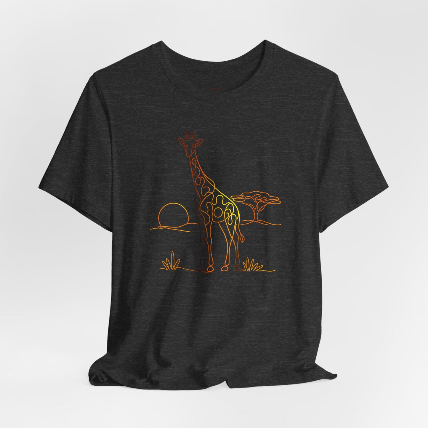 Giraffe Sunset Tee — Minimal Line Art Safari T-Shirt