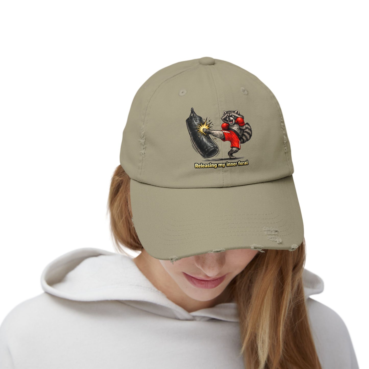 Inner Feral Distressed Cap — Raccoon Mom/Dad Funny Dad Hat