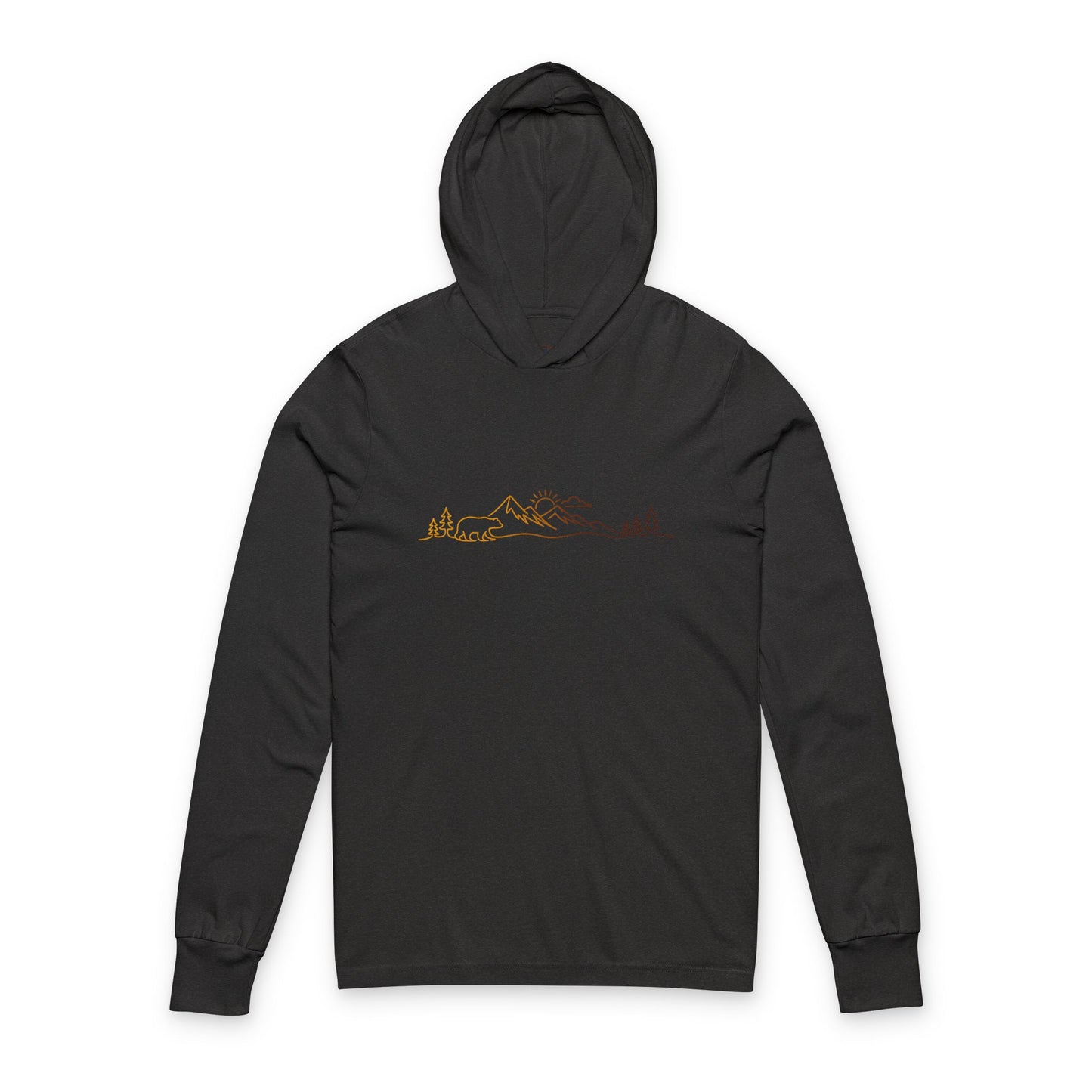 Continuous Line Art Bear Hooded Long Sleeve Tee