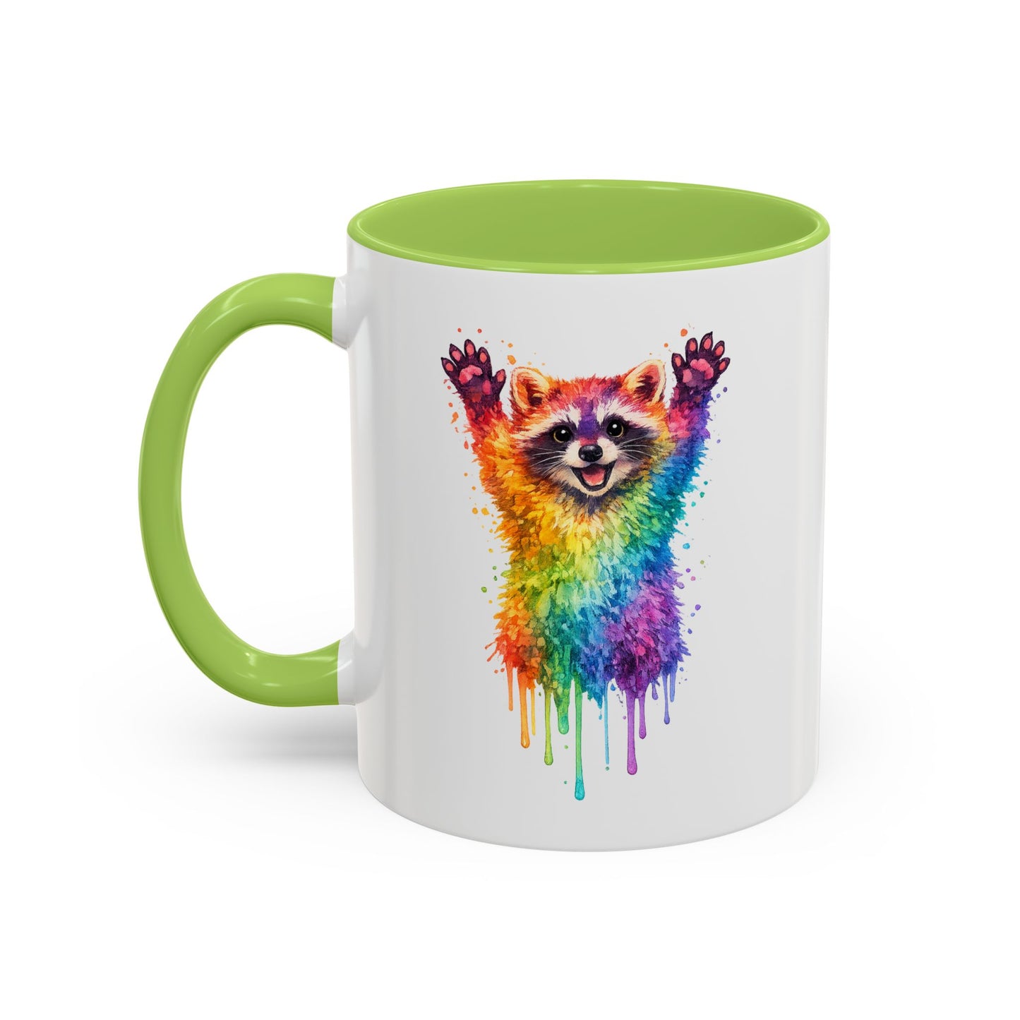 Cheerful Watercolor Raccoon Accent Coffee Mug